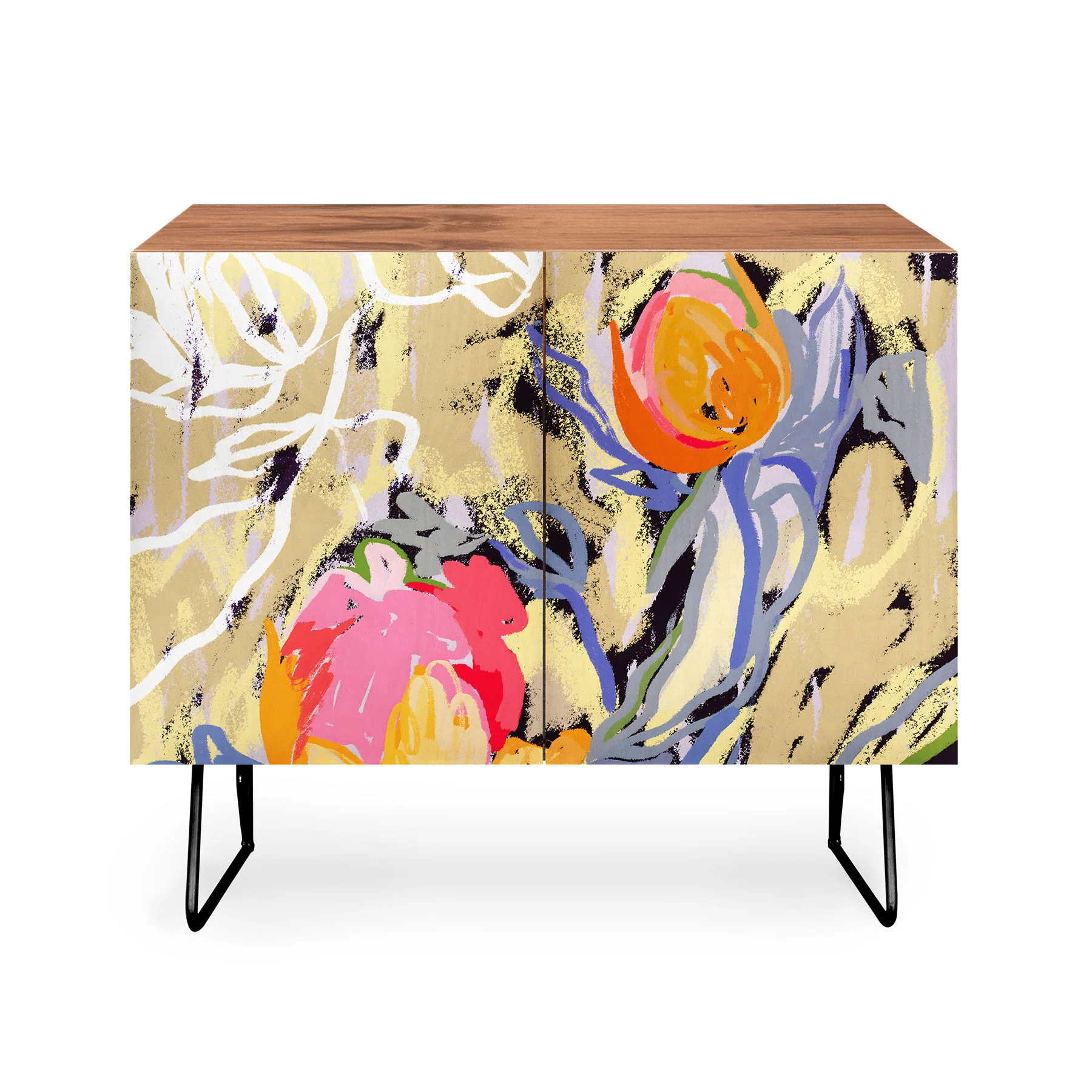 83 Oranges Blooms in The Butter Forest Credenza - Image 4