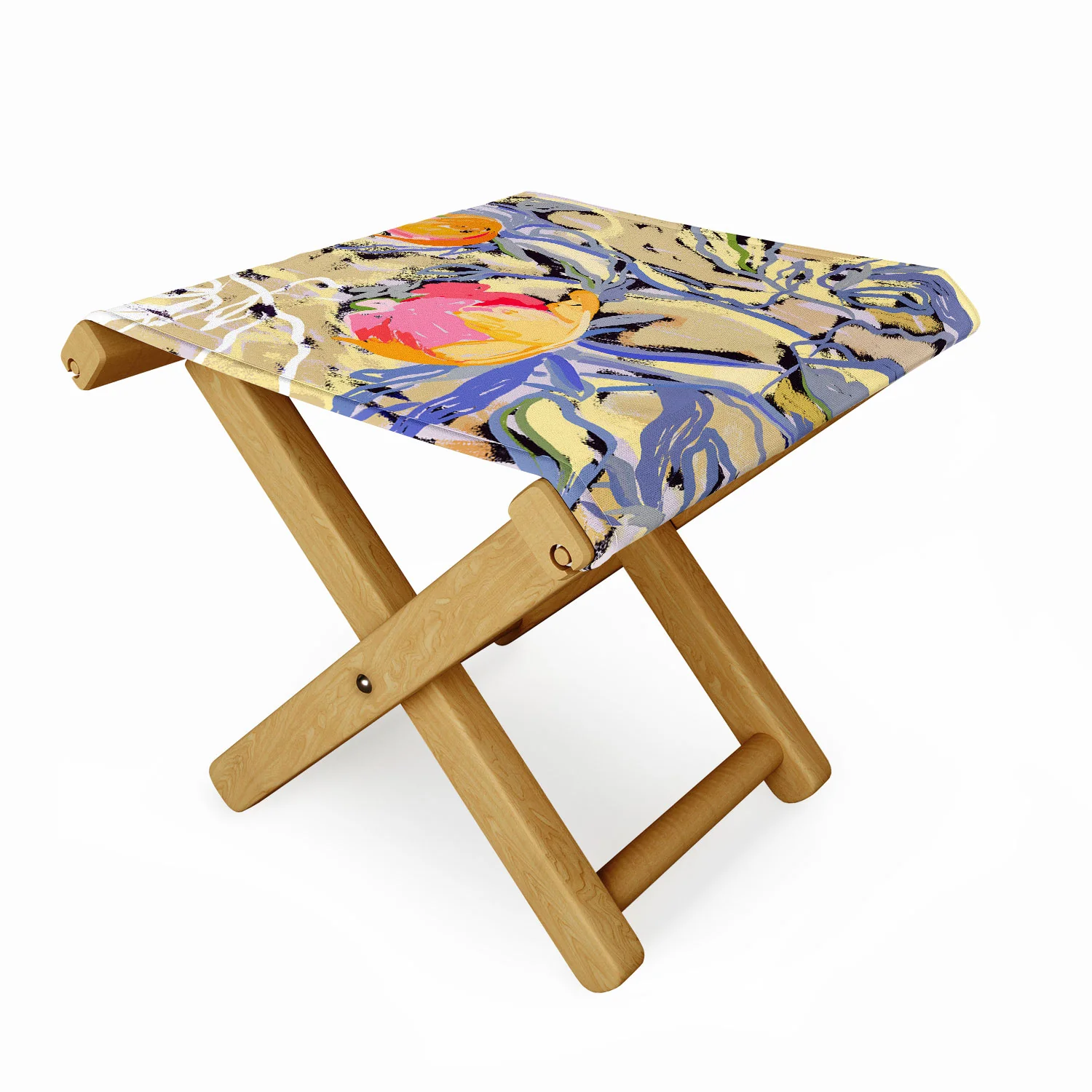 83 Oranges Blooms in The Butter Forest Folding Stool - Image 2