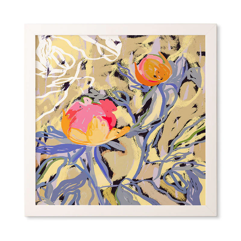 83 Oranges Blooms in The Butter Forest Framed Wall Art - Image 15
