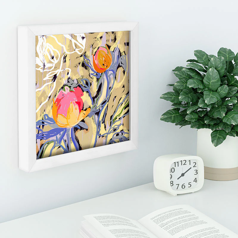 83 Oranges Blooms in The Butter Forest Recessed Framing Square - Image 4