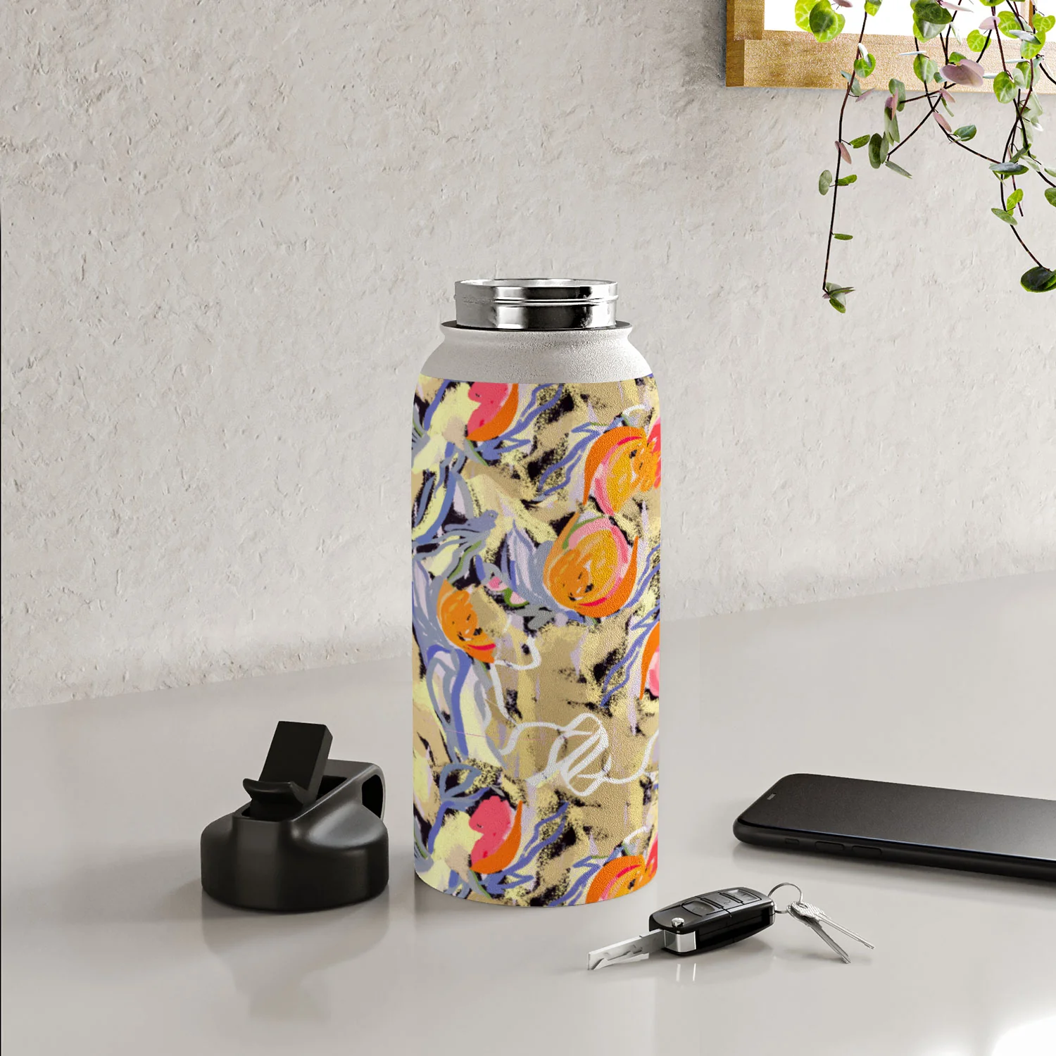 83 Oranges Blooms in The Butter Forest Water Bottle - Image 32