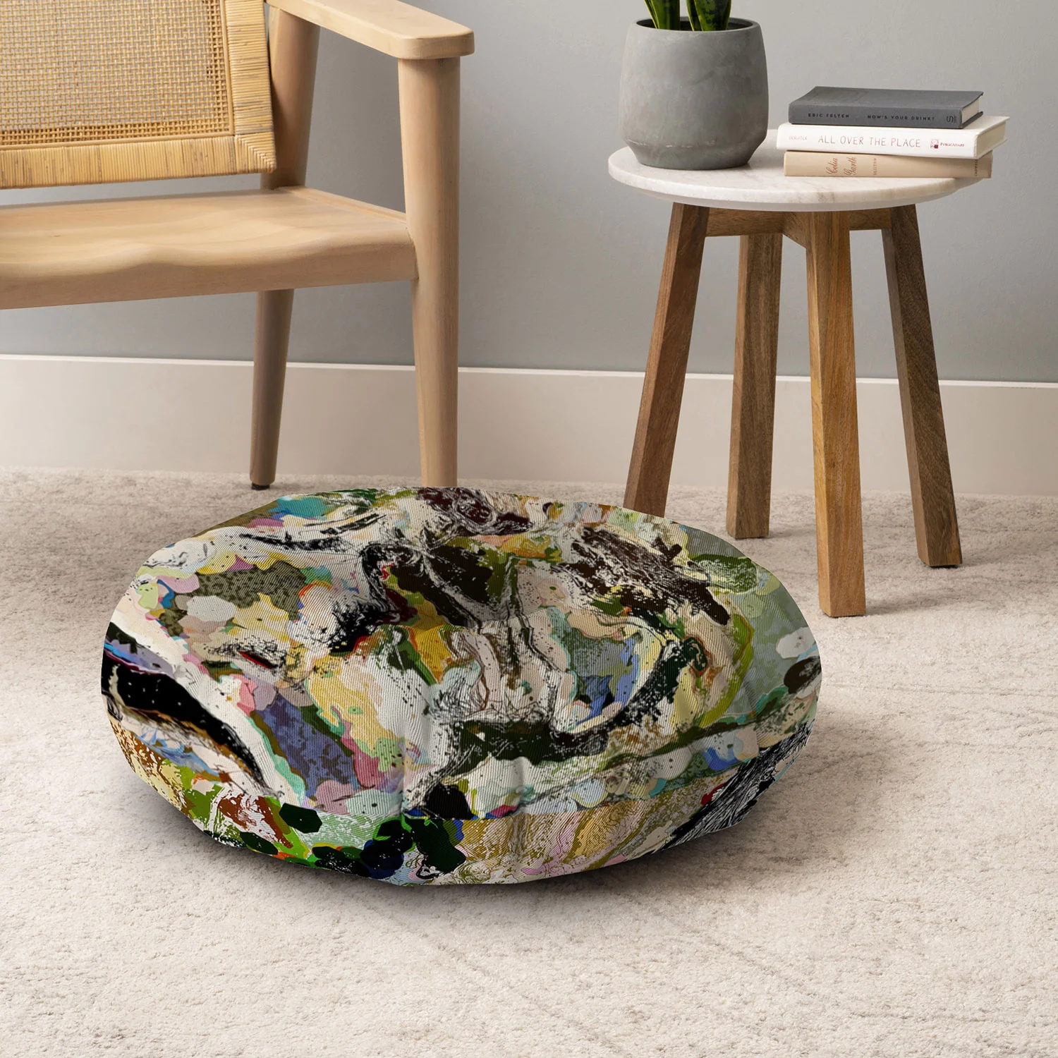 83 Oranges Echoes Beneath the Surface Floor Pillow Round - Image 6