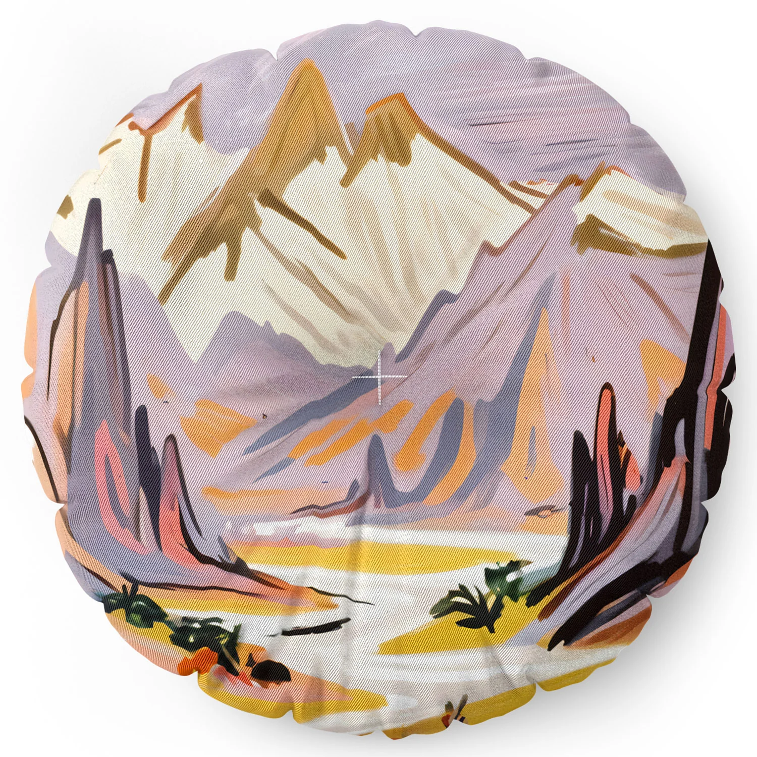 83 Oranges Lavender Mountains Floor Pillow Round - Image 4