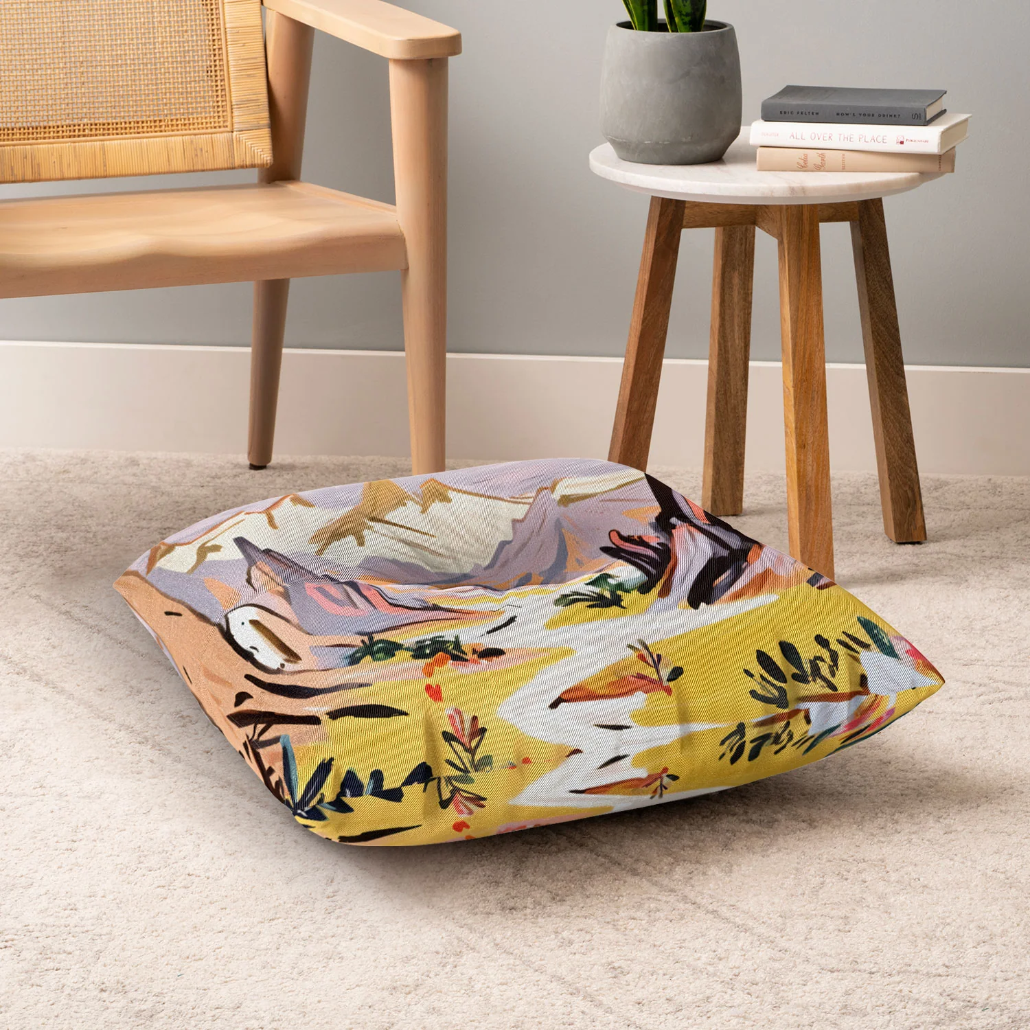 83 Oranges Lavender Mountains Floor Pillow Square - Image 6