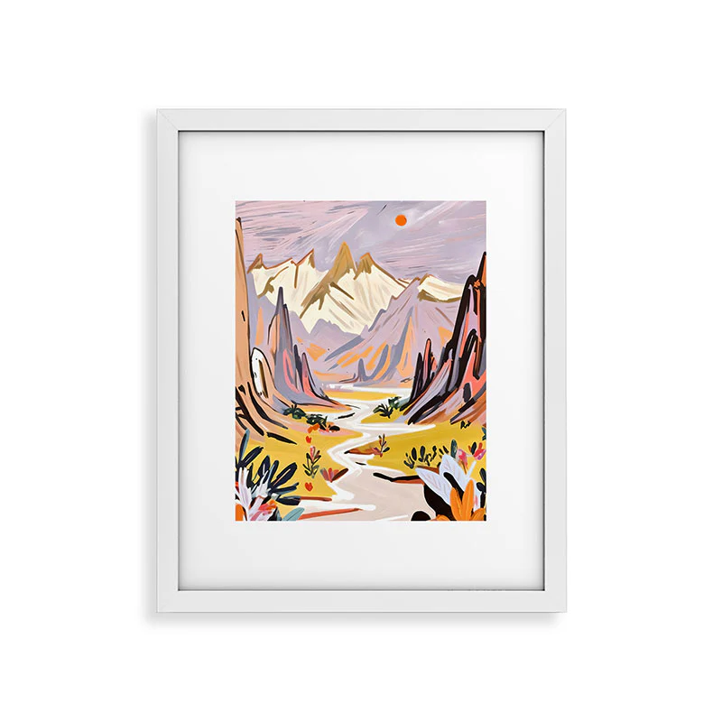 83 Oranges Lavender Mountains Framed Art Print - Image 39
