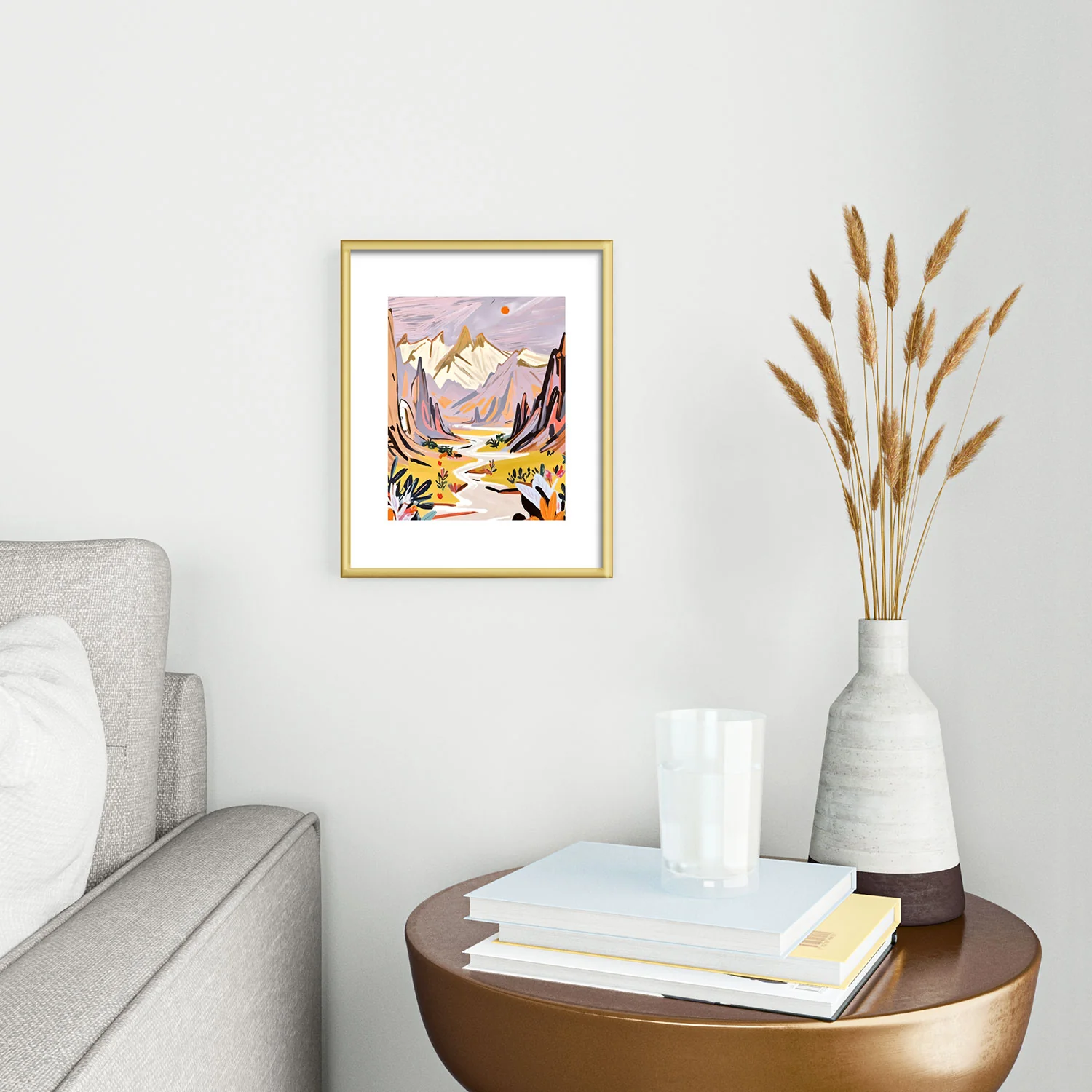 83 Oranges Lavender Mountains Metal Framed Art Print - Image 2