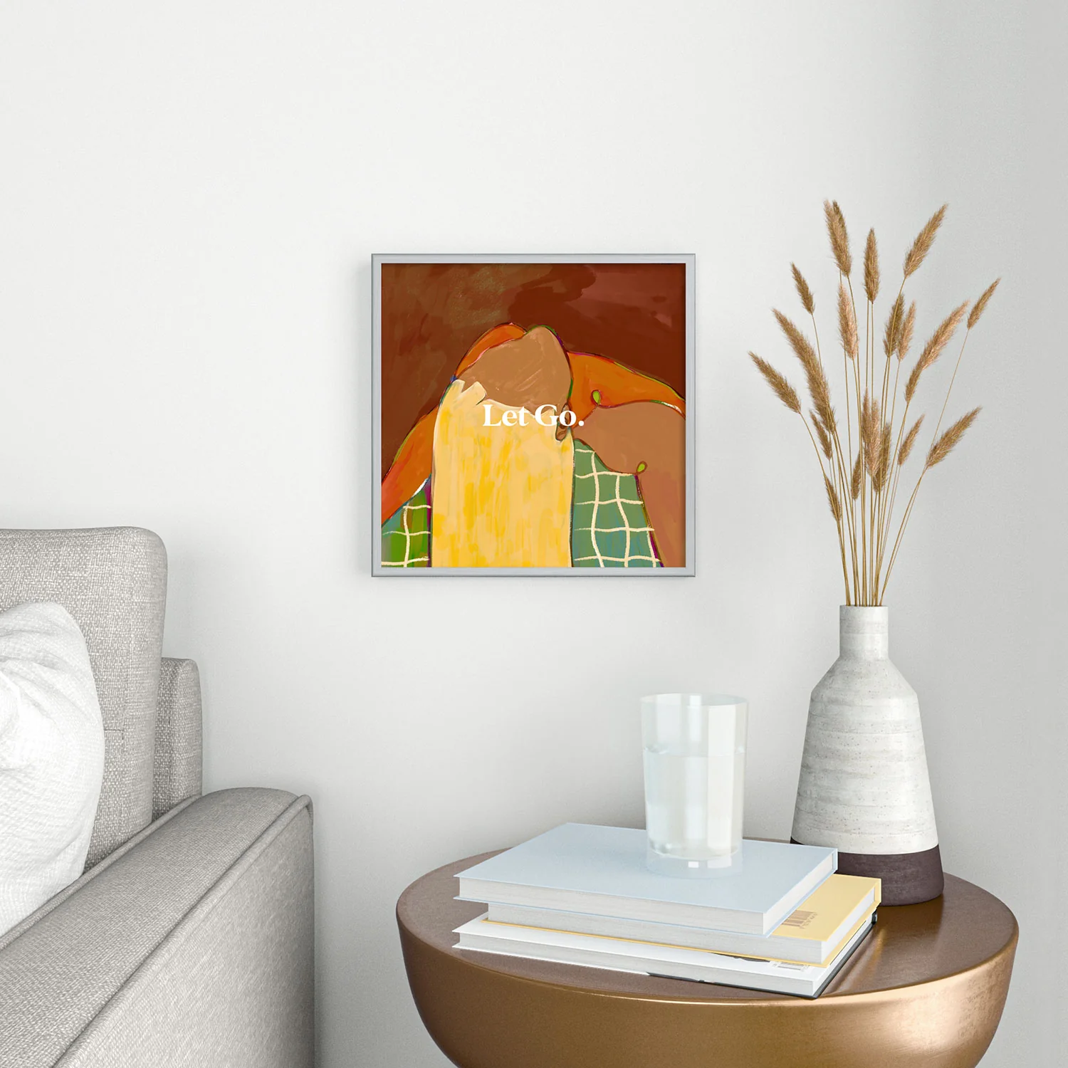 83 Oranges Let Us Let Go Square Metal Framed Art Print - Image 6