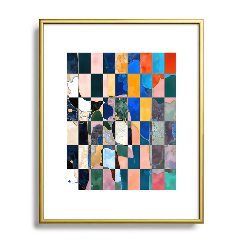 83 Oranges Luxe Checkerboard Metal Framed Art Print