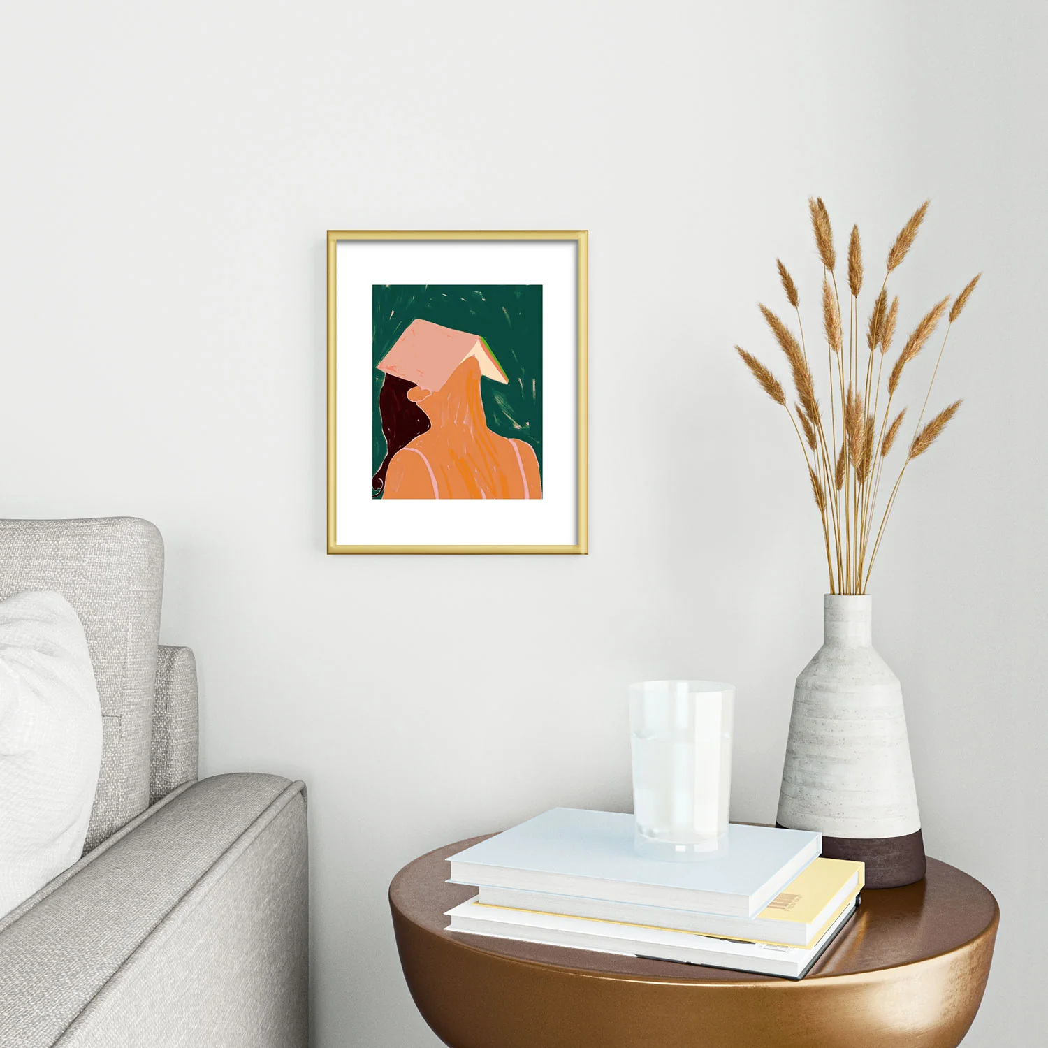83 Oranges Reading Between The Lines Metal Framed Art Print - Image 2