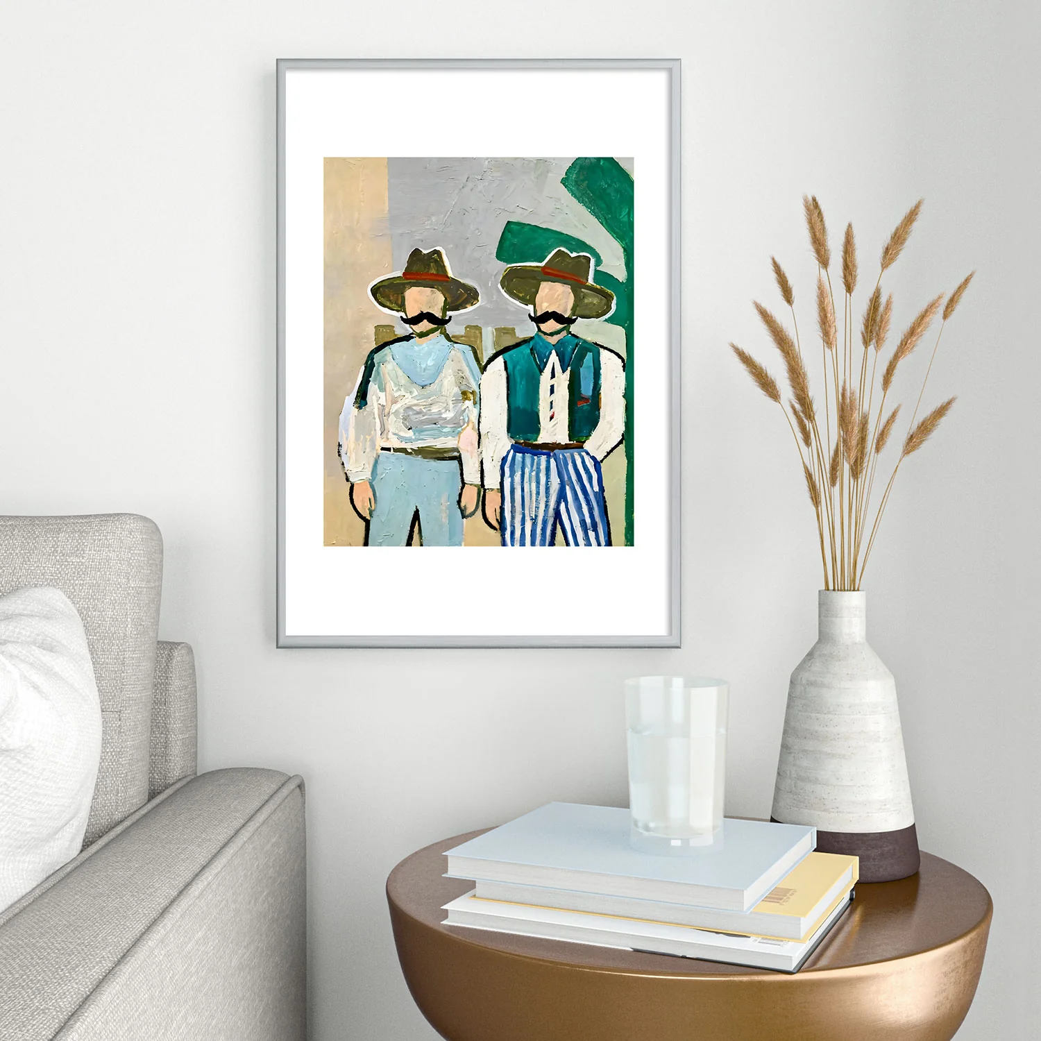 83 Oranges Side By Side Cowboy Edition Metal Framed Art Print - Image 18
