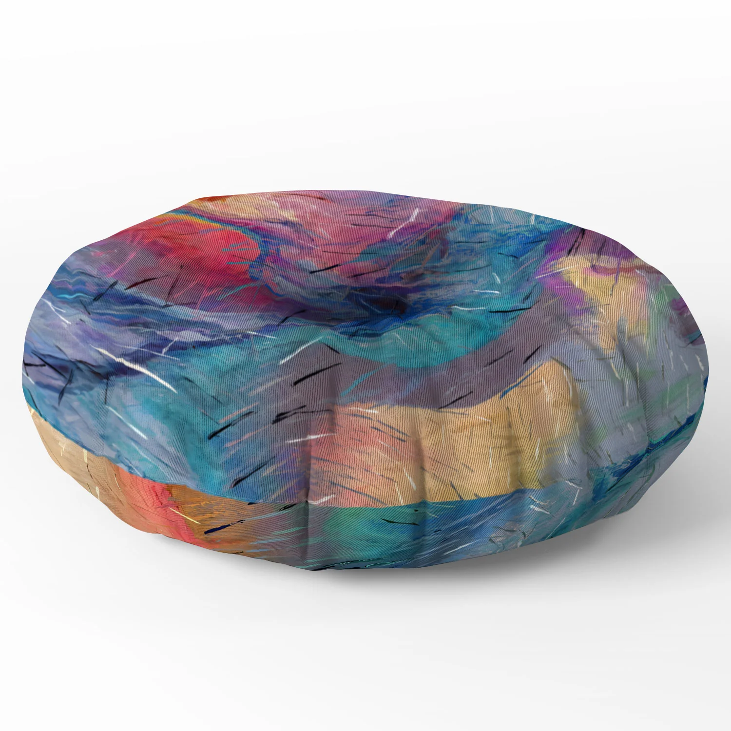 83 Oranges Soul Driven Abstraction Floor Pillow Round - Image 3