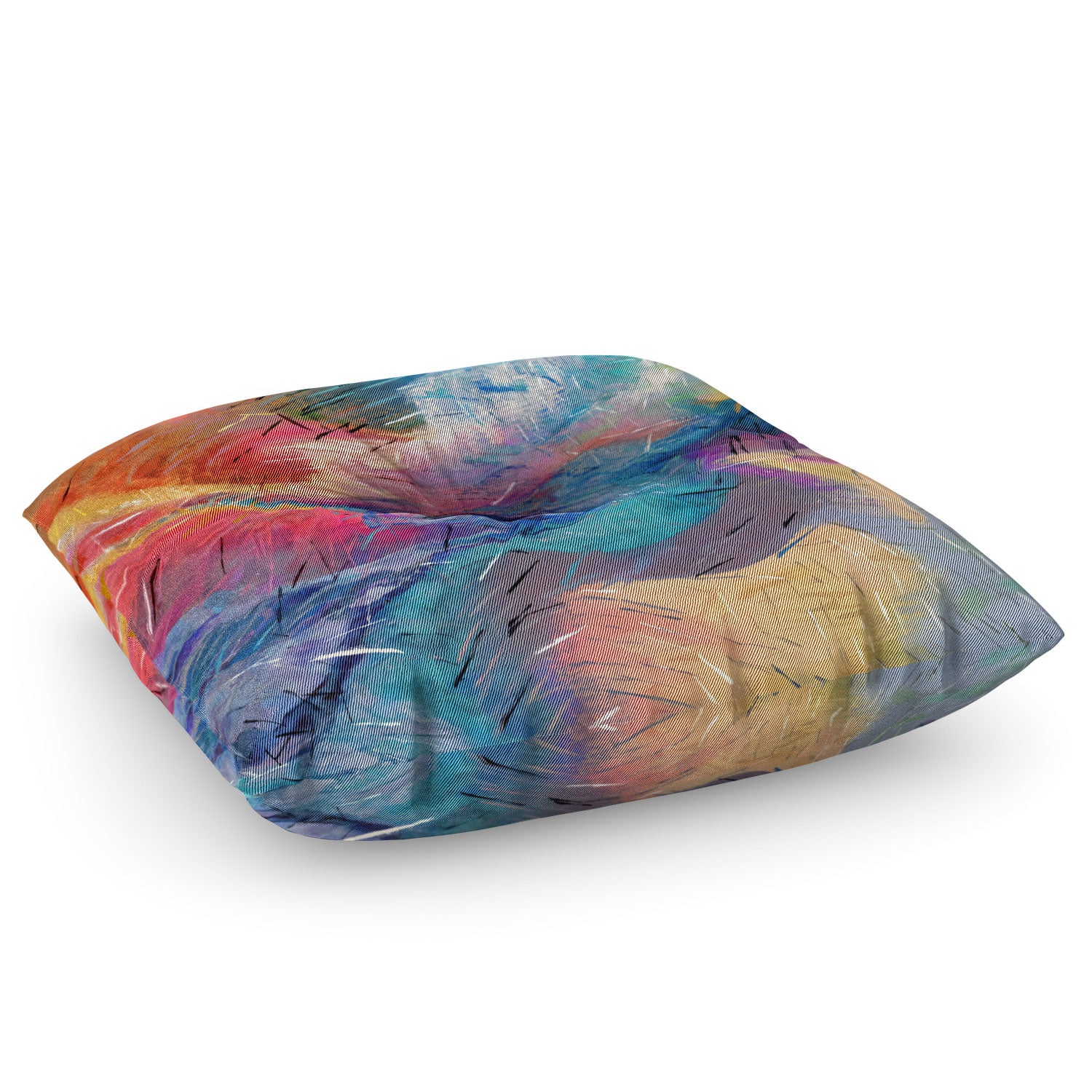 83 Oranges Soul Driven Abstraction Floor Pillow Square - Image 3