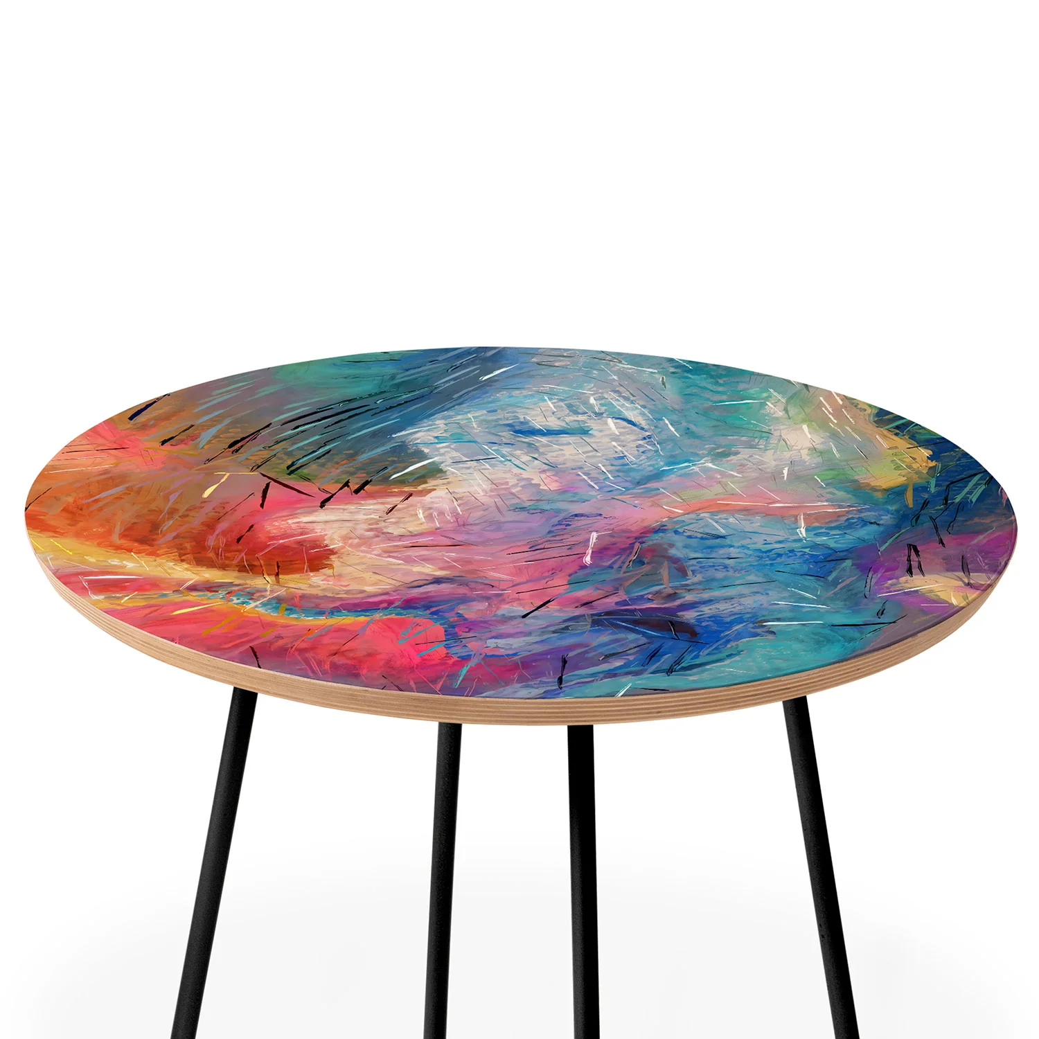 83 Oranges Soul Driven Abstraction Round Side Table - Image 4