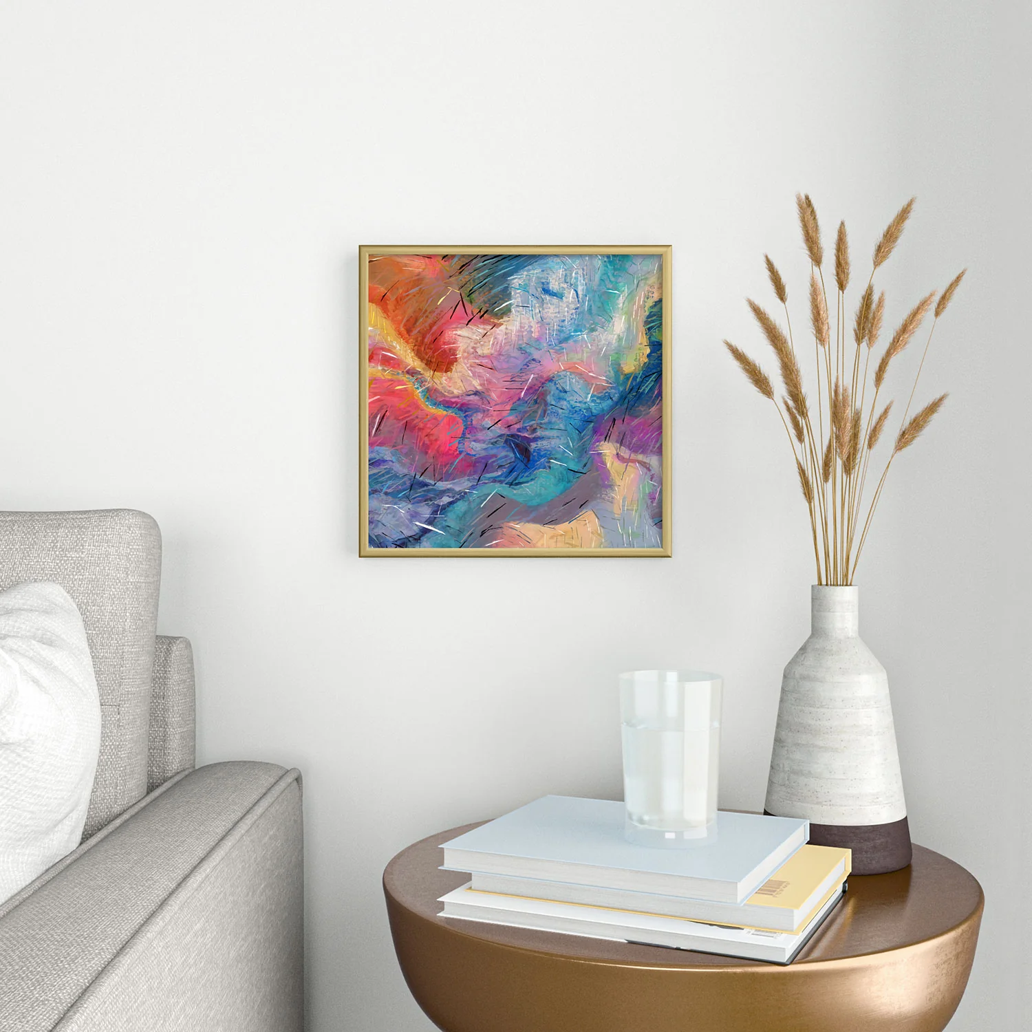 83 Oranges Soul Driven Abstraction Square Metal Framed Art Print - Image 2