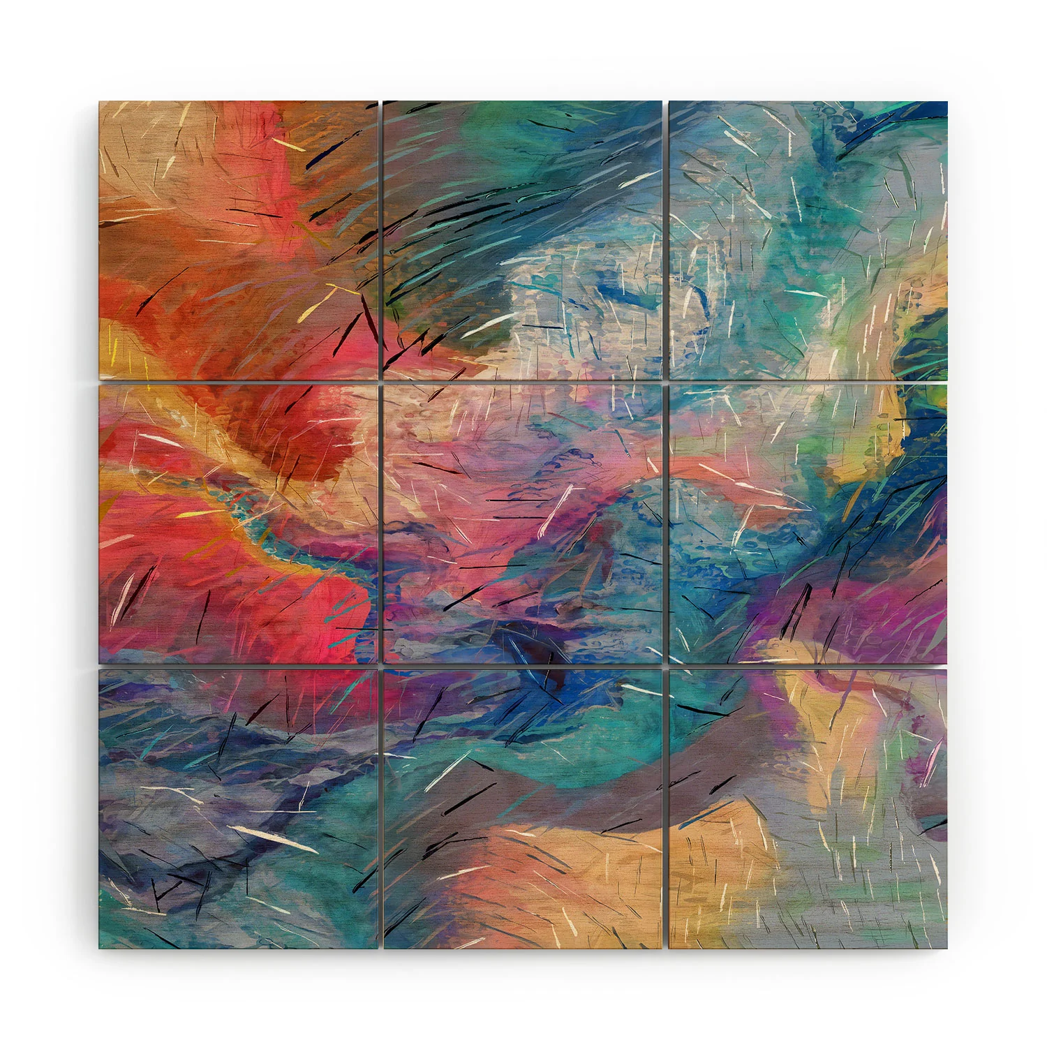83 Oranges Soul Driven Abstraction Wood Wall Mural - Image 3