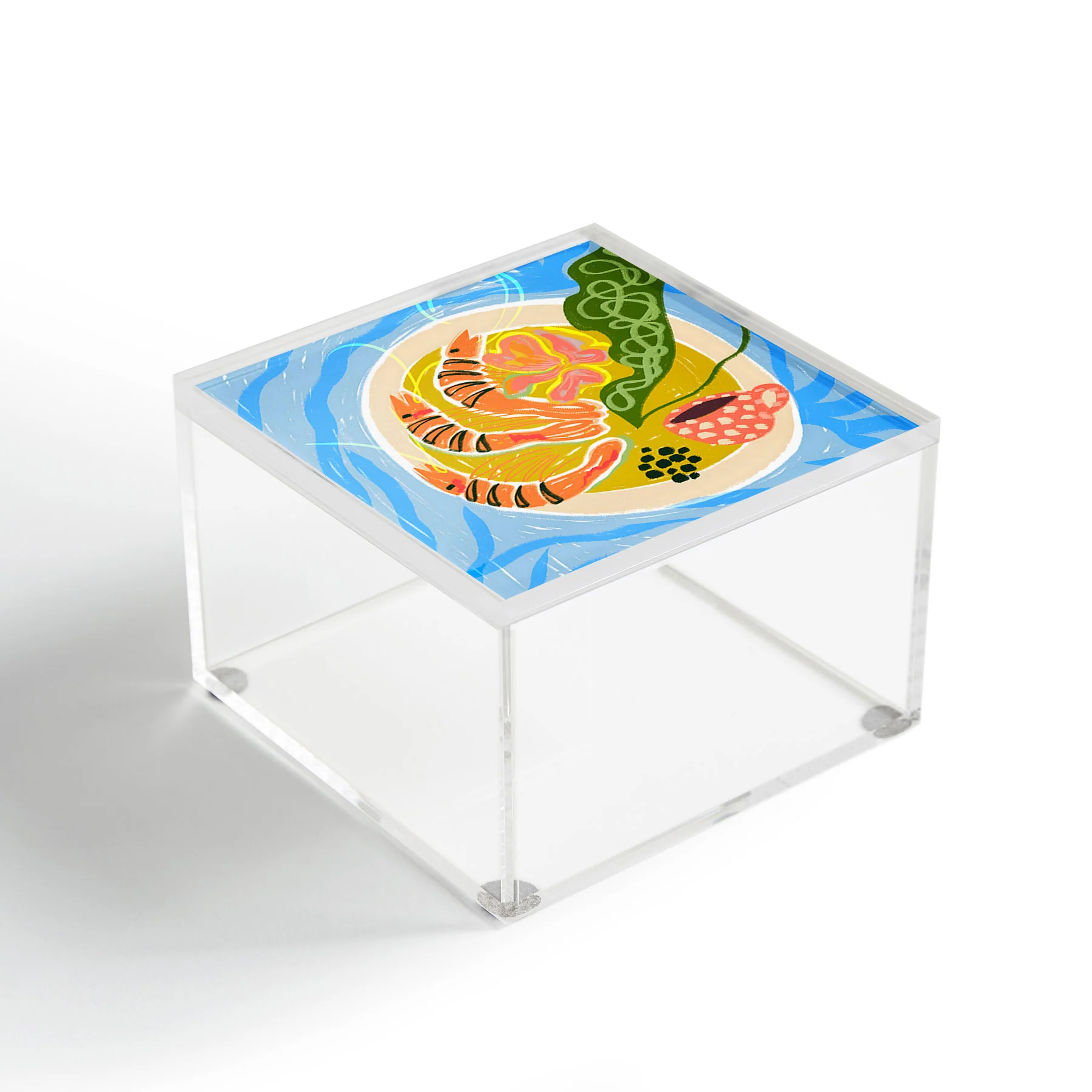 83 Oranges Tiger Prawns Shrimp Acrylic Box