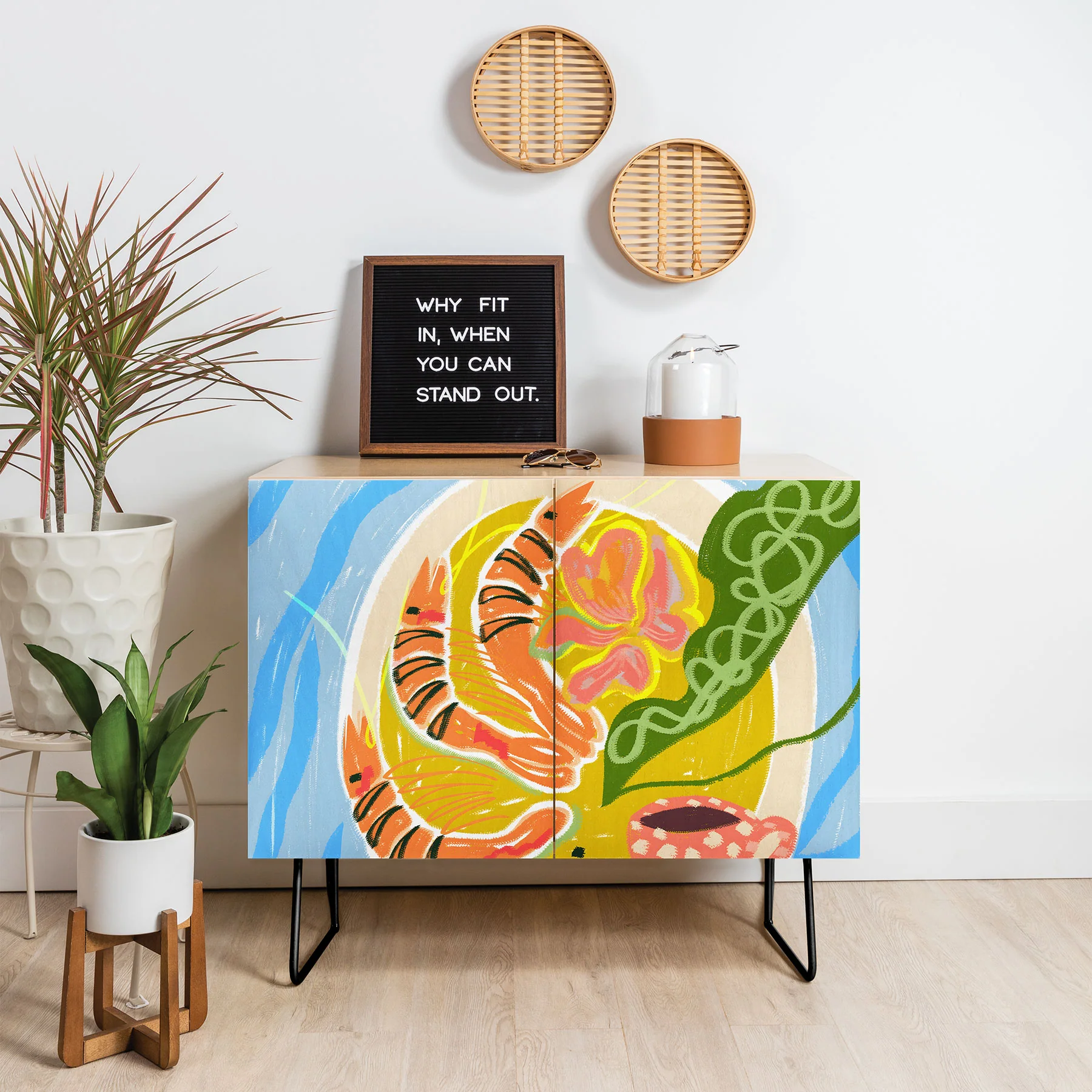83 Oranges Tiger Prawns Shrimp Credenza - Image 12