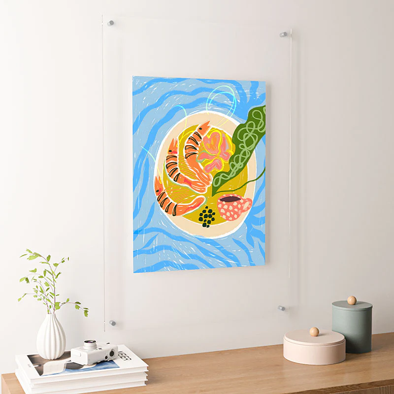 83 Oranges Tiger Prawns Shrimp Floating Acrylic Print - Image 34