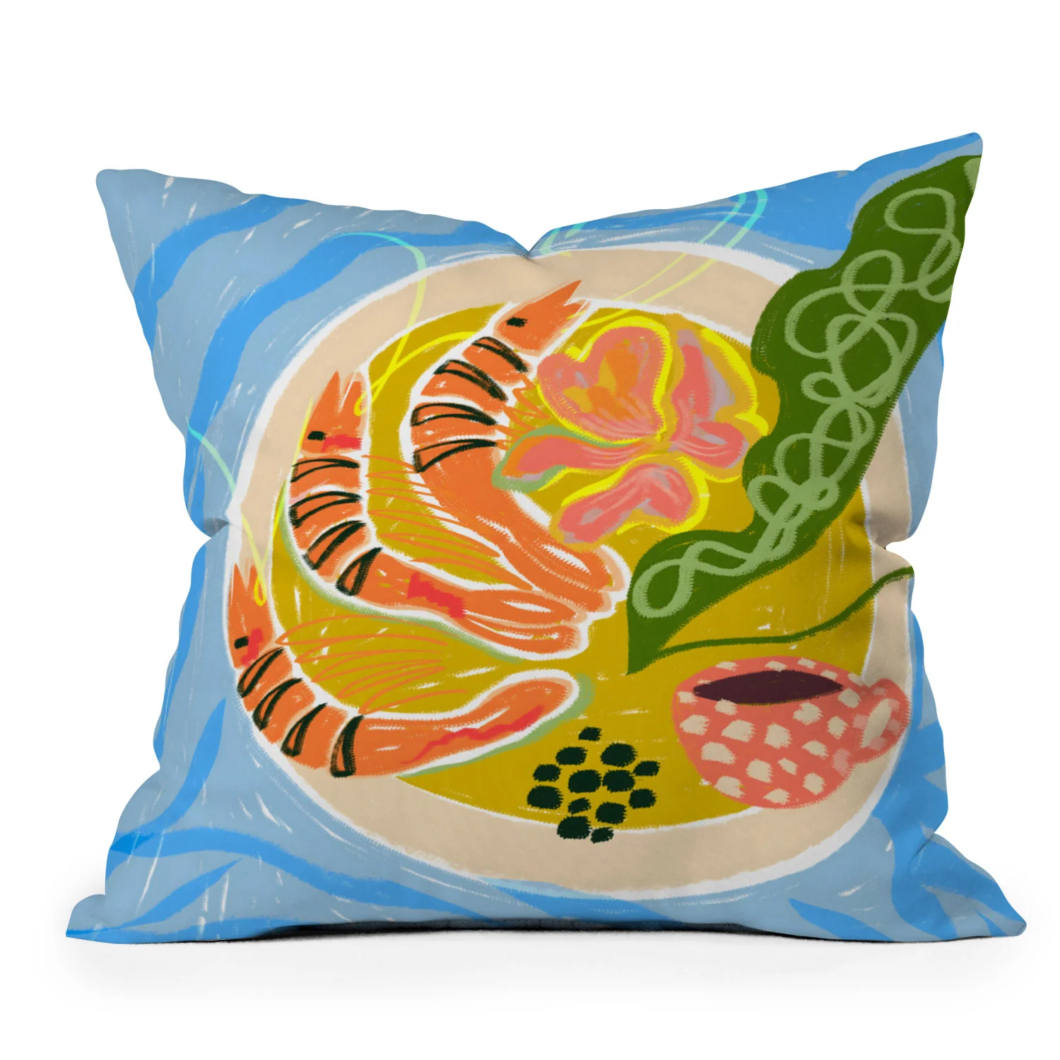 83 Oranges Tiger Prawns Shrimp Outdoor Throw Pillow