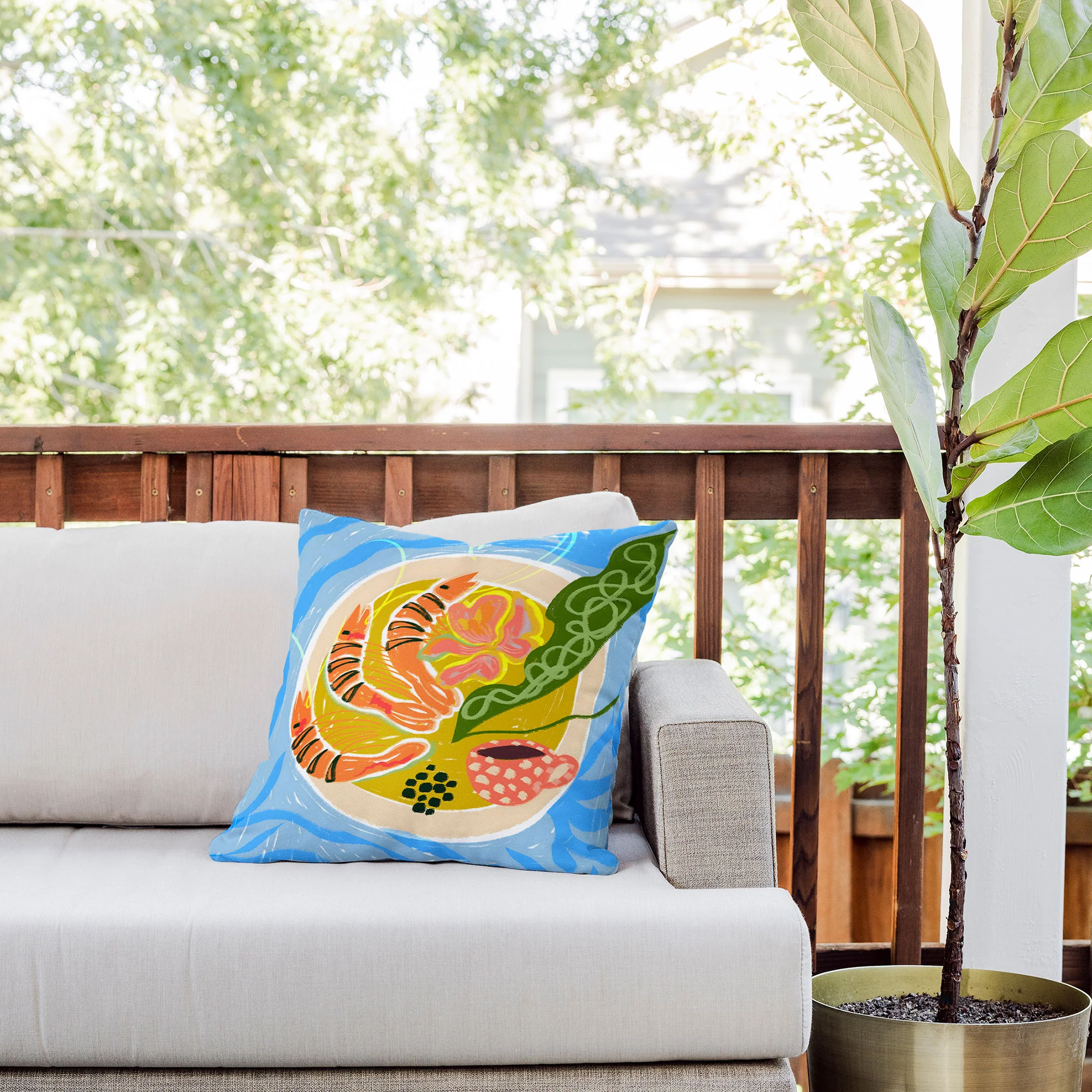 83 Oranges Tiger Prawns Shrimp Outdoor Throw Pillow - Image 6