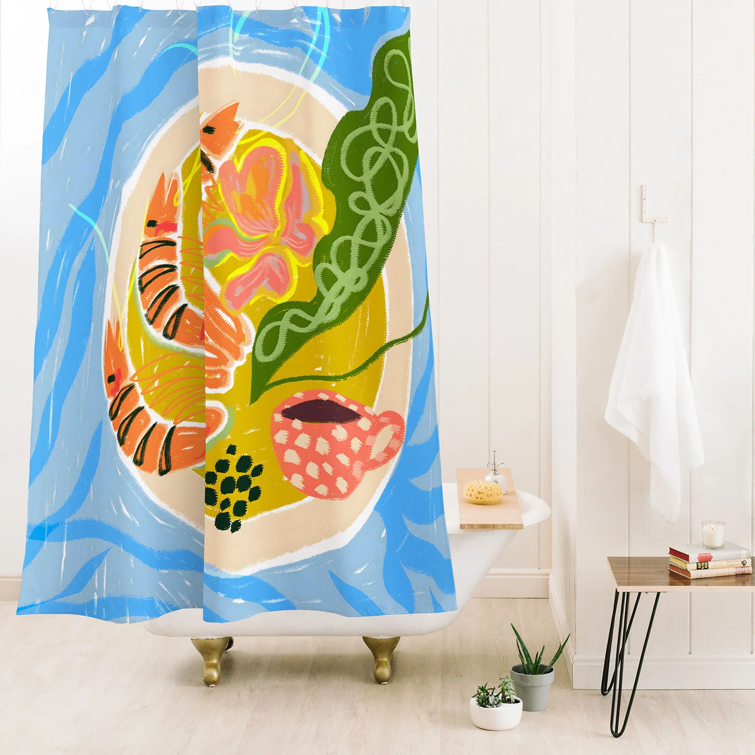 83 Oranges Tiger Prawns Shrimp Shower Curtain - Image 2