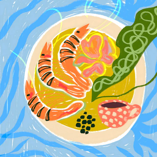83 Oranges Tiger Prawns Shrimp Shower Curtain - Image 3