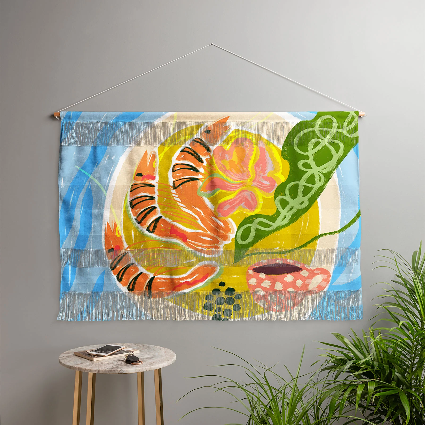 83 Oranges Tiger Prawns Shrimp Wall Hanging Landscape - Image 4