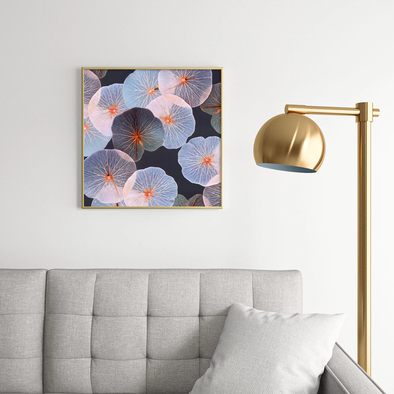83 Oranges Translucence Square Metal Framed Art Print - Image 14