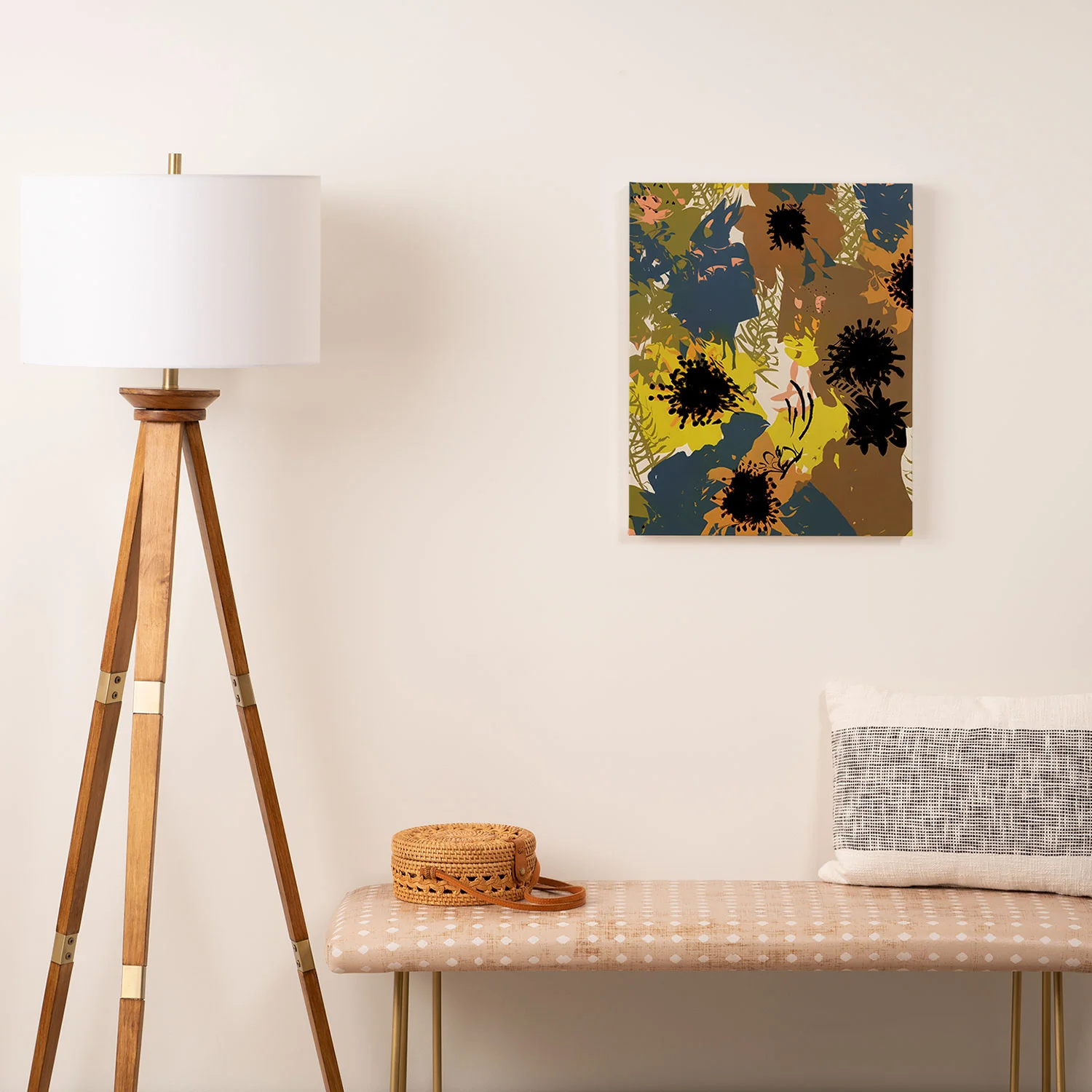 83 Oranges Yellow Ochre Florals Art Canvas - Image 3