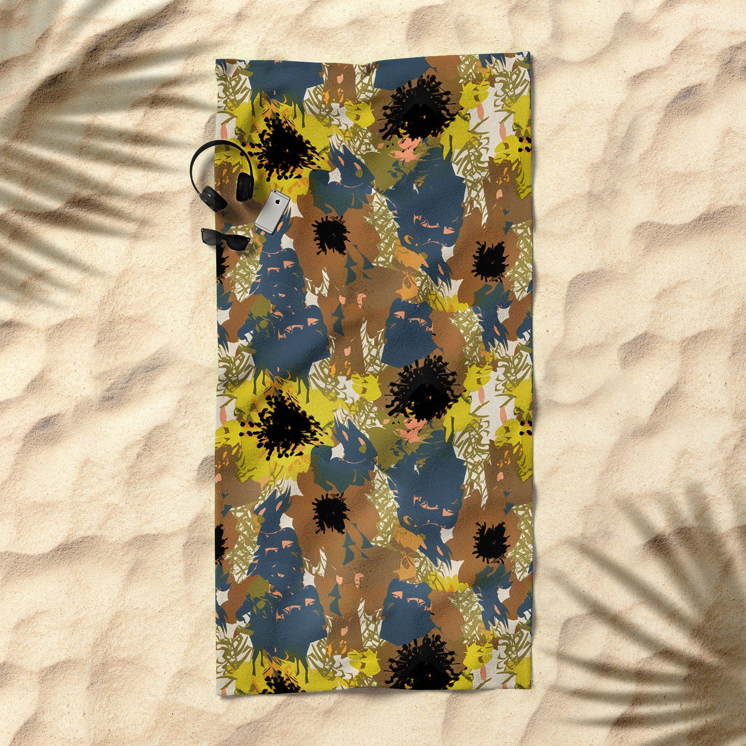 83 Oranges Yellow Ochre Florals Beach Towel - Image 2