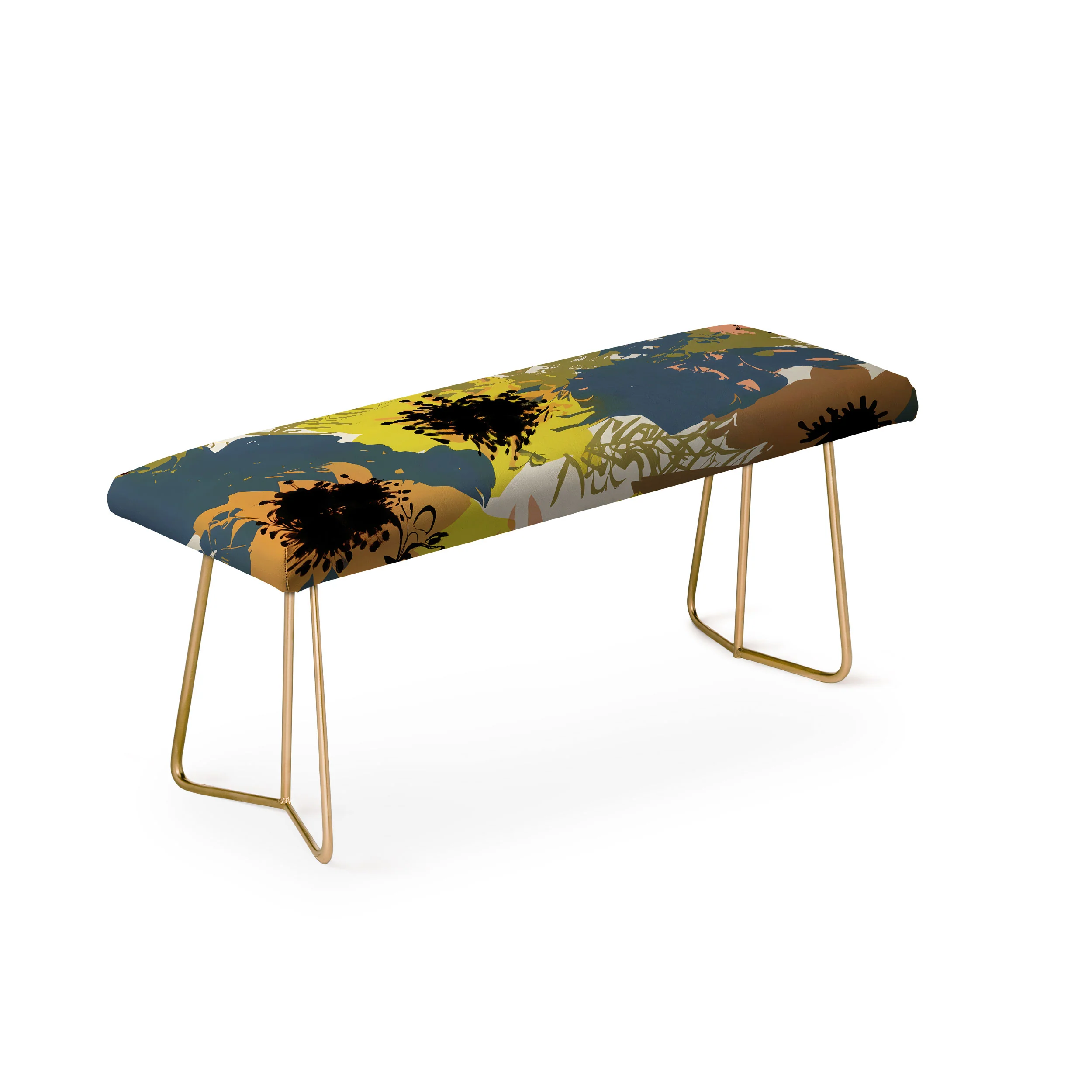 83 Oranges Yellow Ochre Florals Bench - Image 3