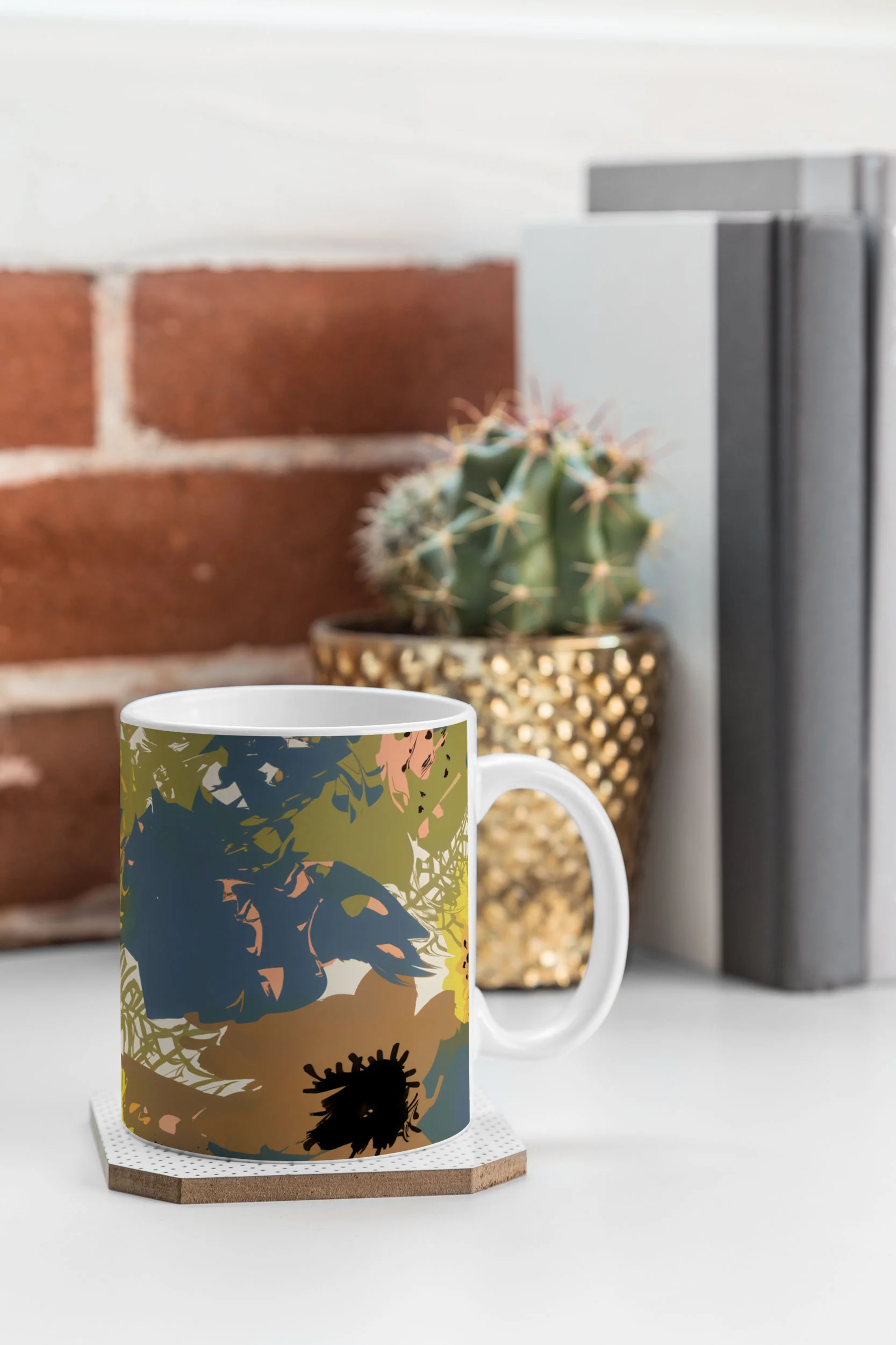 83 Oranges Yellow Ochre Florals Coffee Mug - Image 3