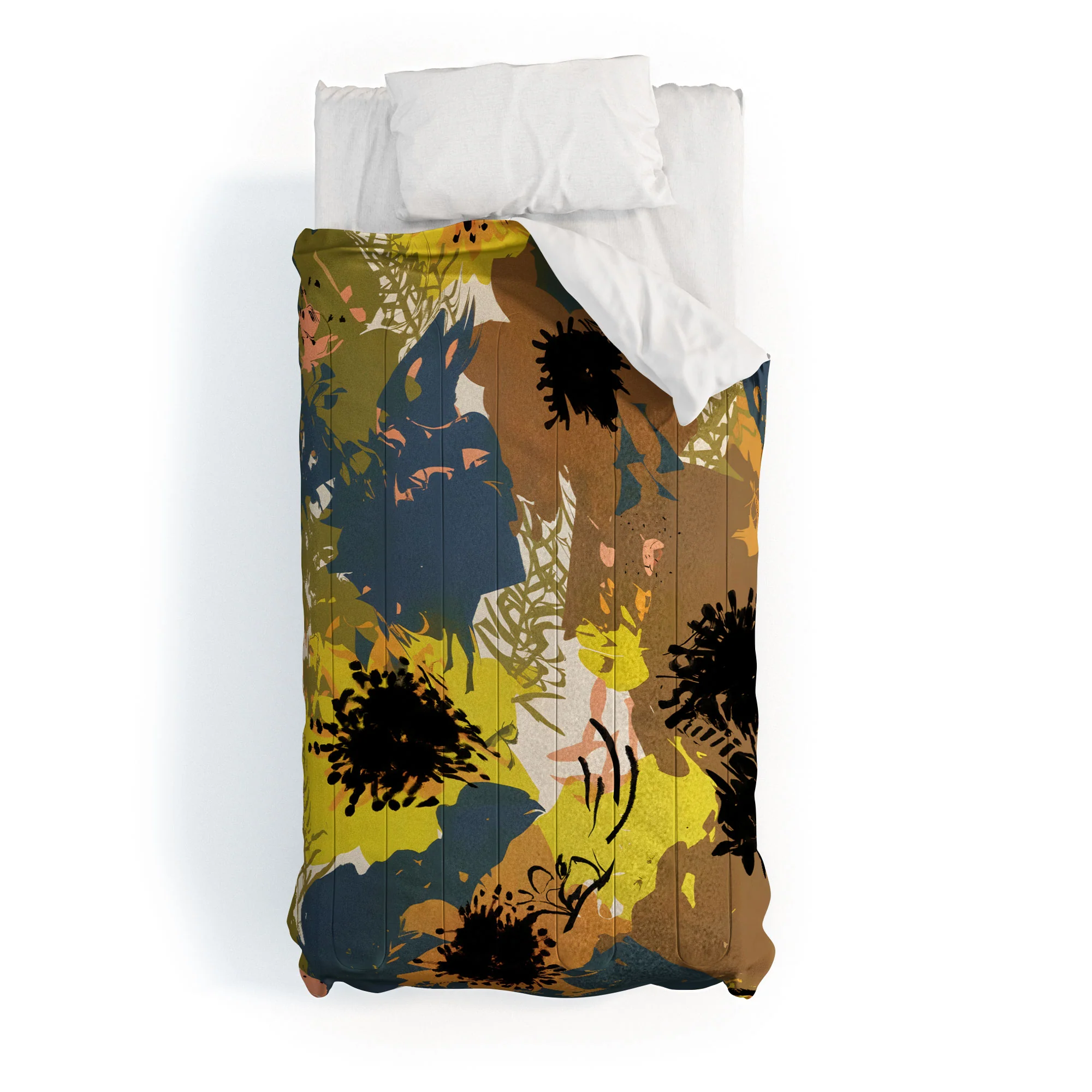 83 Oranges Yellow Ochre Florals Comforter - Image 4