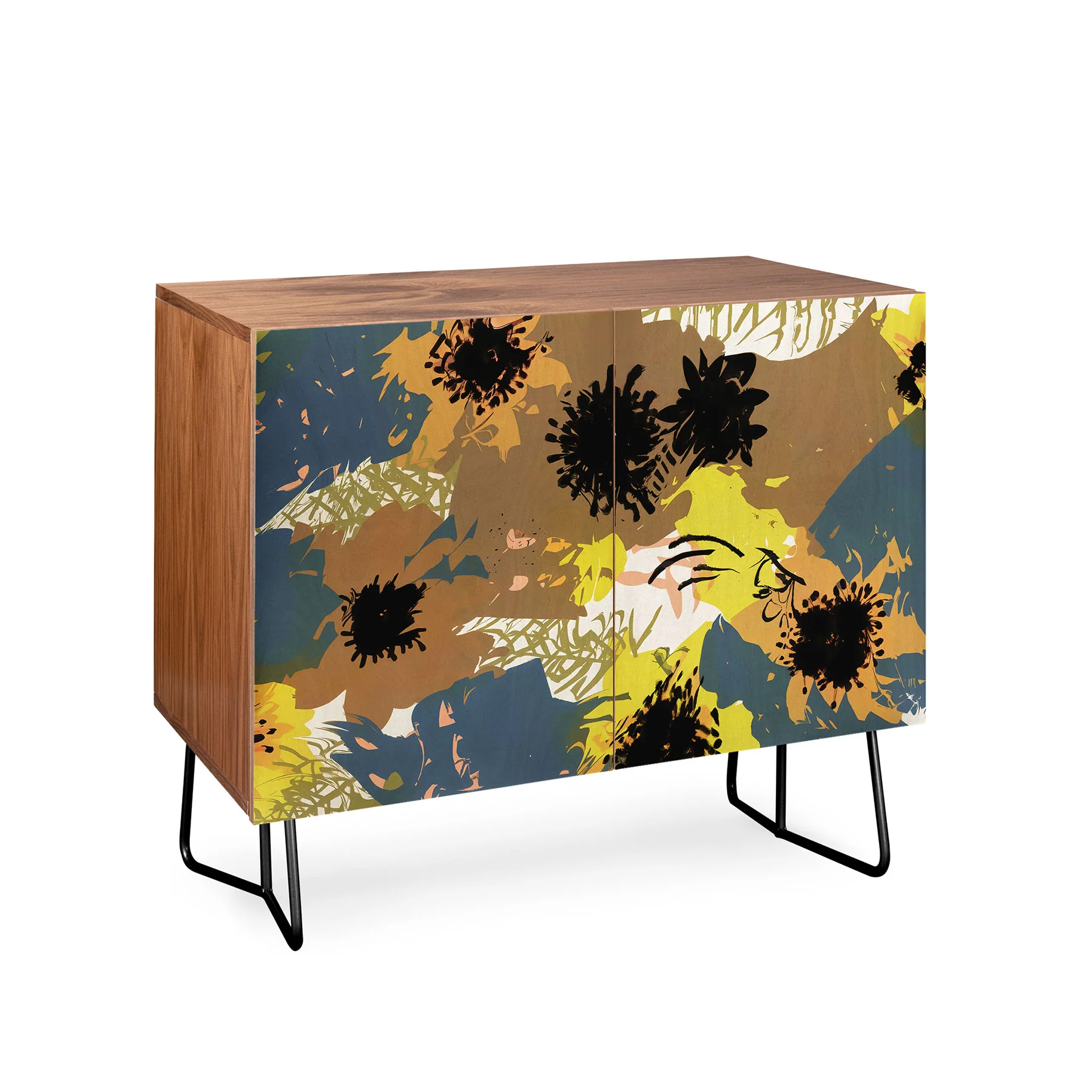 83 Oranges Yellow Ochre Florals Credenza - Image 5