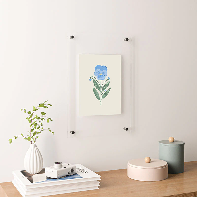 Agnes 91 Blue Pansy Floral Repeat Floating Acrylic Print - Image 18