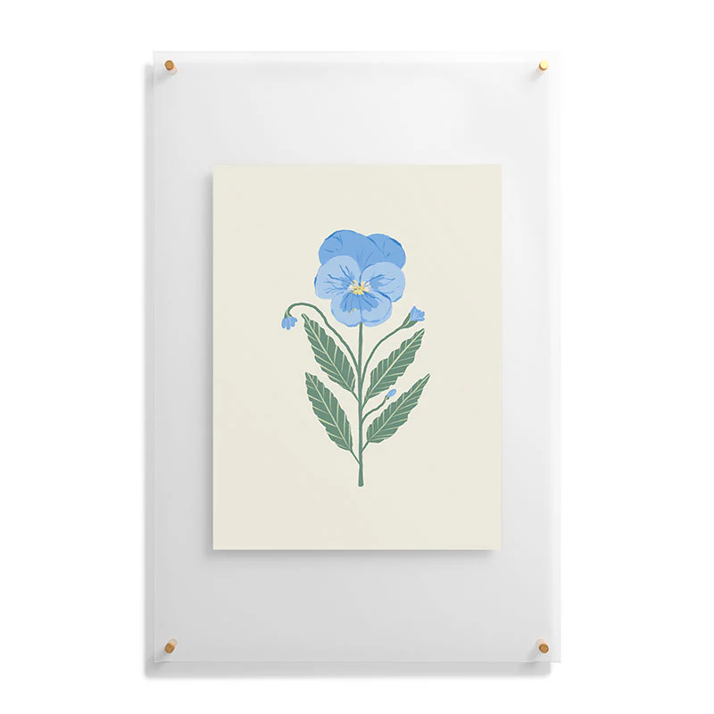 Agnes 91 Blue Pansy Floral Repeat Floating Acrylic Print - Image 31
