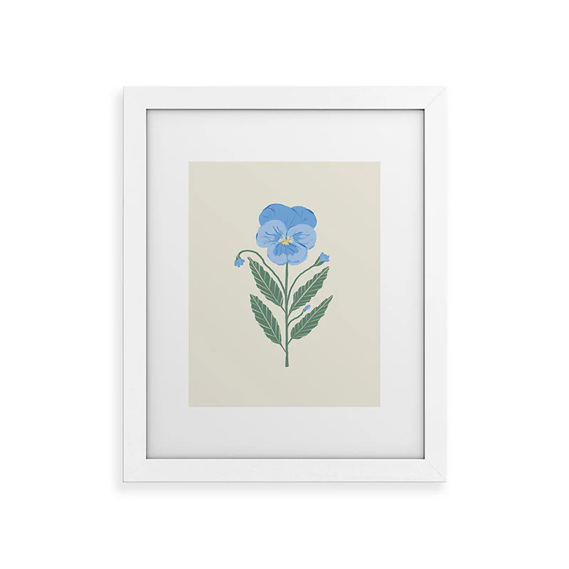 Agnes 91 Blue Pansy Floral Repeat Framed Art Print - Image 19