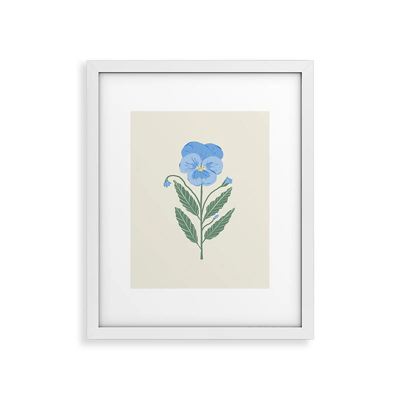 Agnes 91 Blue Pansy Floral Repeat Framed Art Print - Image 43