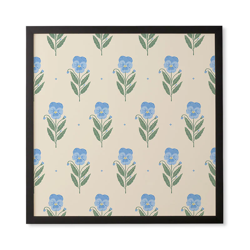 Agnes 91 Blue Pansy Floral Repeat Framed Wall Art - Image 11