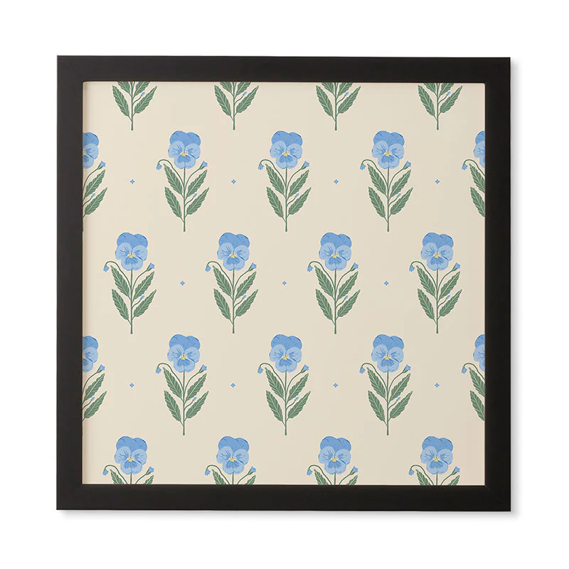 Agnes 91 Blue Pansy Floral Repeat Framed Wall Art - Image 9