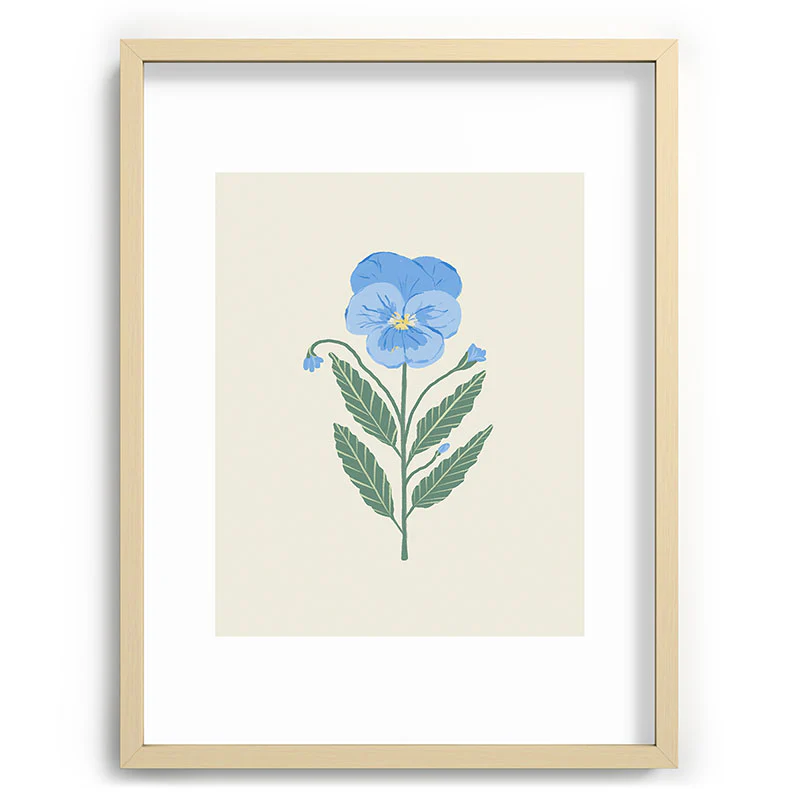 Agnes 91 Blue Pansy Floral Repeat Recessed Framing Rectangle - Image 21