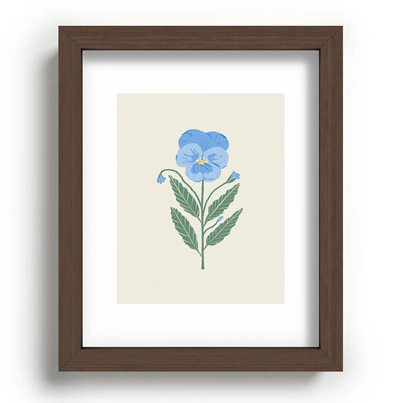 Agnes 91 Blue Pansy Floral Repeat Recessed Framing Rectangle - Image 7