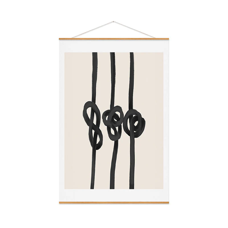 Agnes 91 Minimalist Black Knot Abstract Art Print - Image 52