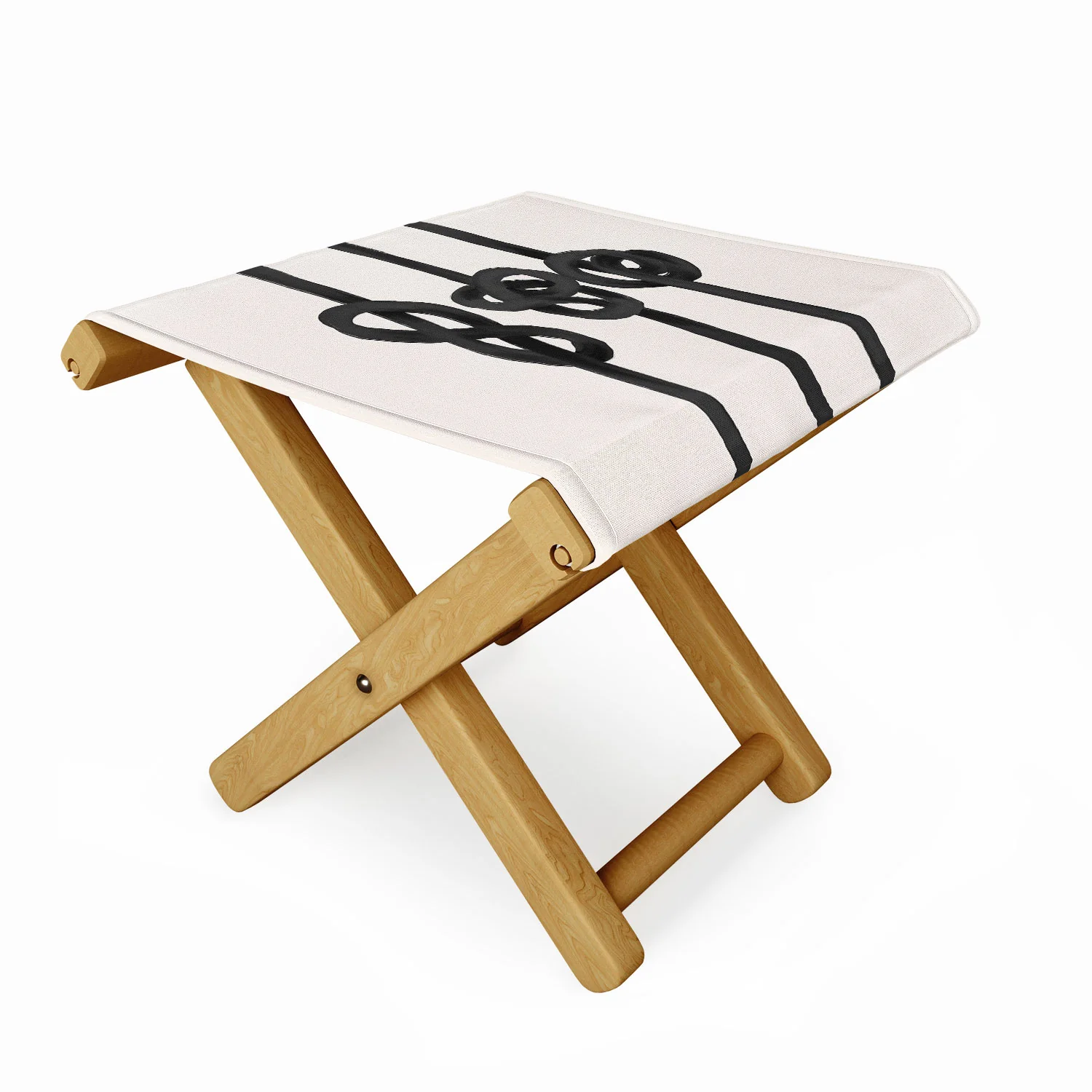 Agnes 91 Minimalist Black Knot Abstract Folding Stool - Image 2