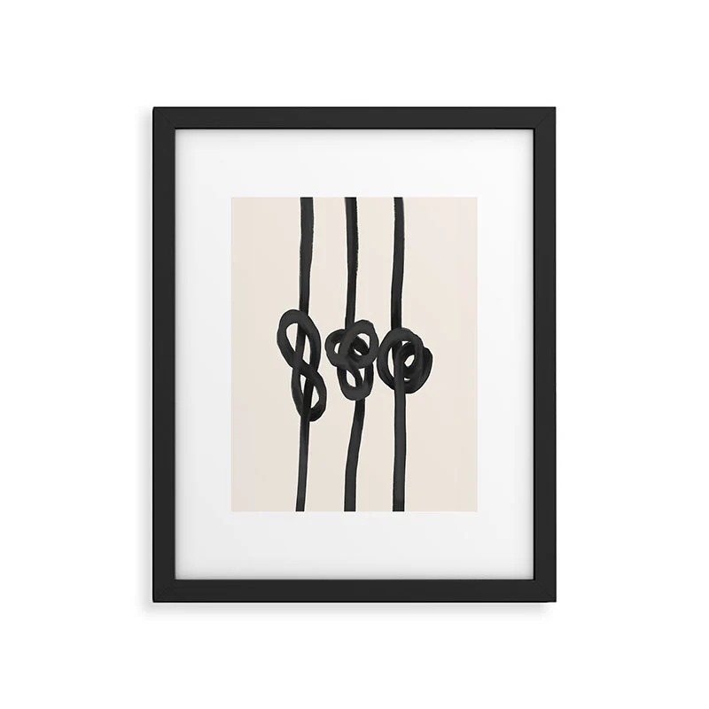 Agnes 91 Minimalist Black Knot Abstract Framed Art Print - Image 29