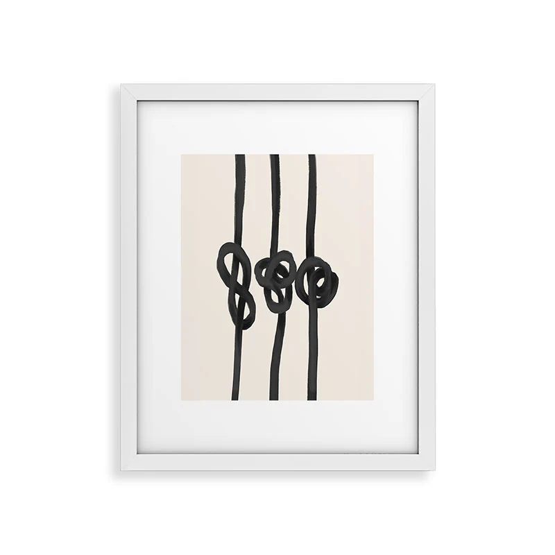 Agnes 91 Minimalist Black Knot Abstract Framed Art Print - Image 43