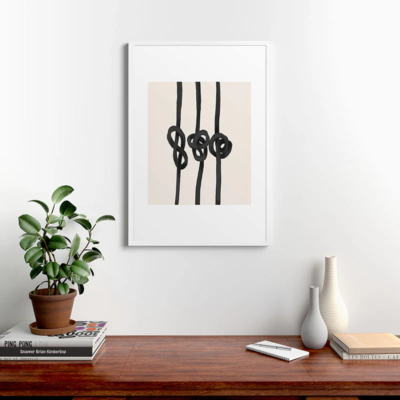Agnes 91 Minimalist Black Knot Abstract Framed Art Print - Image 48