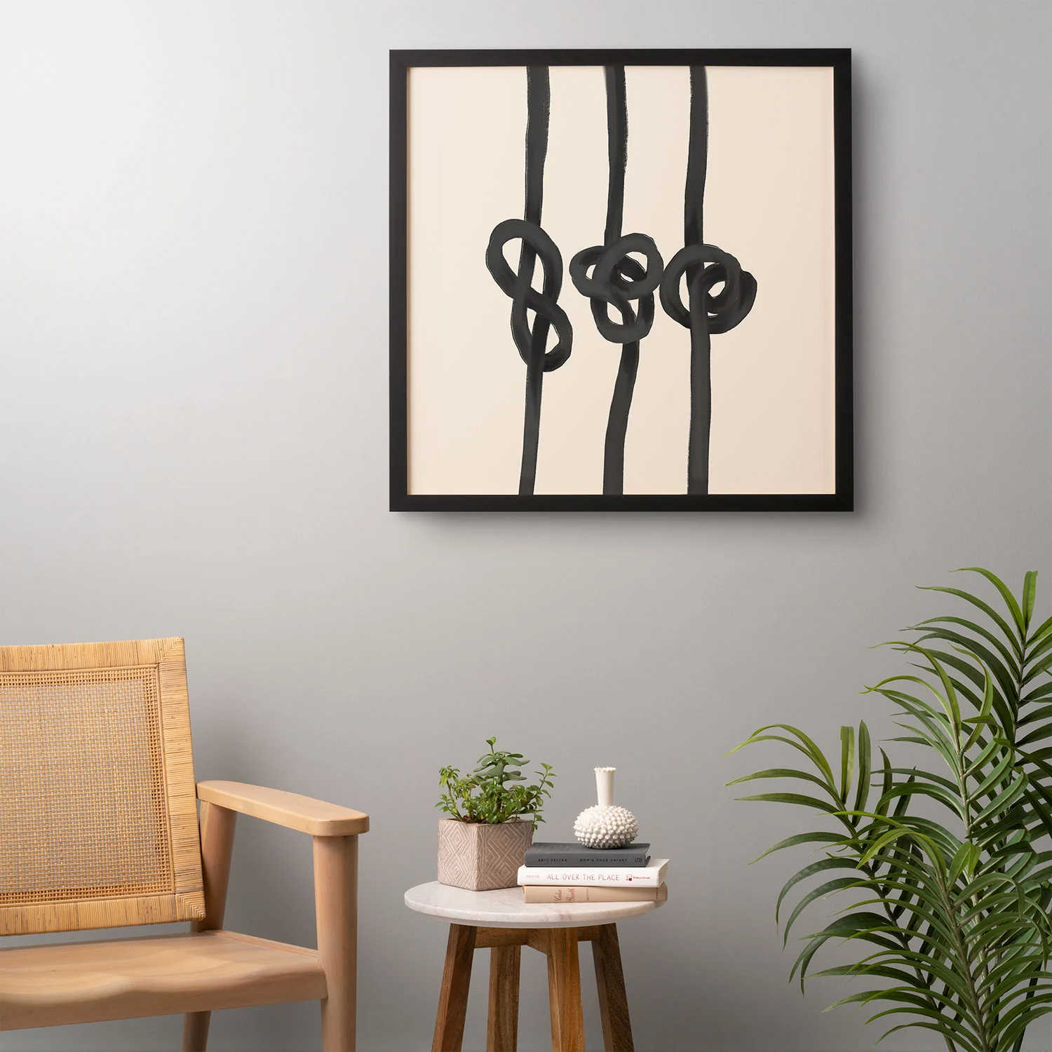 Agnes 91 Minimalist Black Knot Abstract Framed Wall Art - Image 12