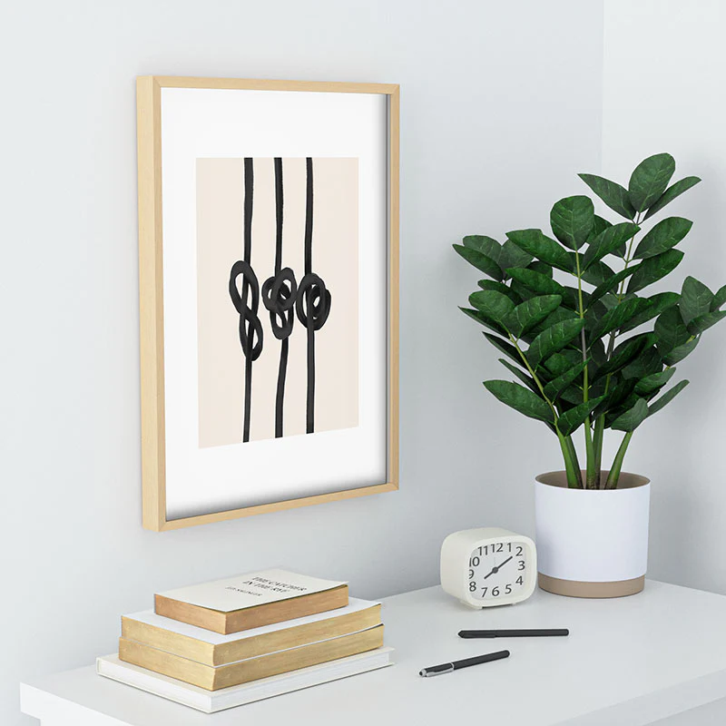 Agnes 91 Minimalist Black Knot Abstract Recessed Framing Rectangle - Image 22