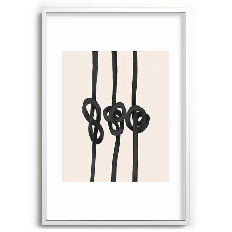 Agnes 91 Minimalist Black Knot Abstract Recessed Framing Rectangle - Image 27
